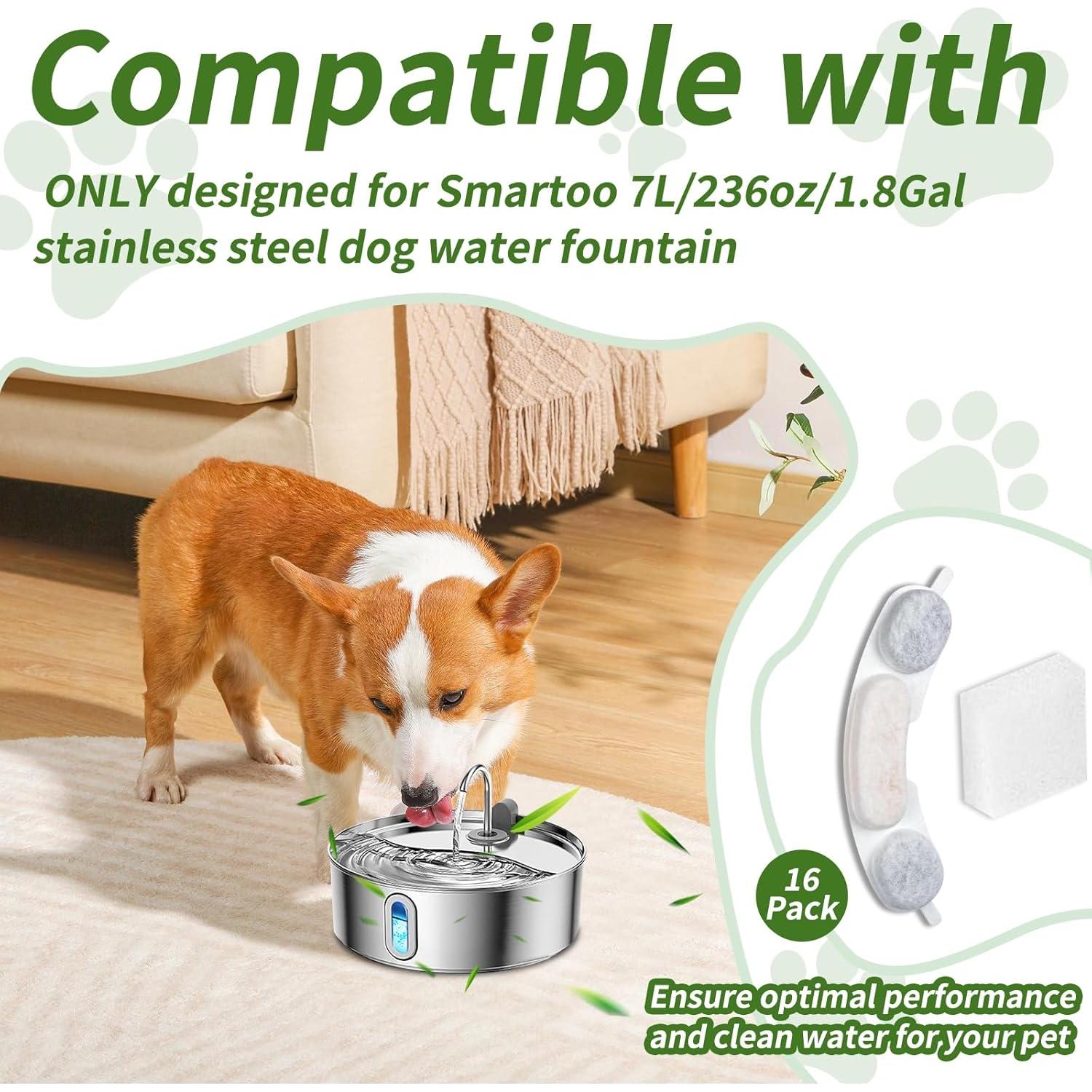 16 Filtros de Reemplazo para Fuente de Agua Smartoo 7L