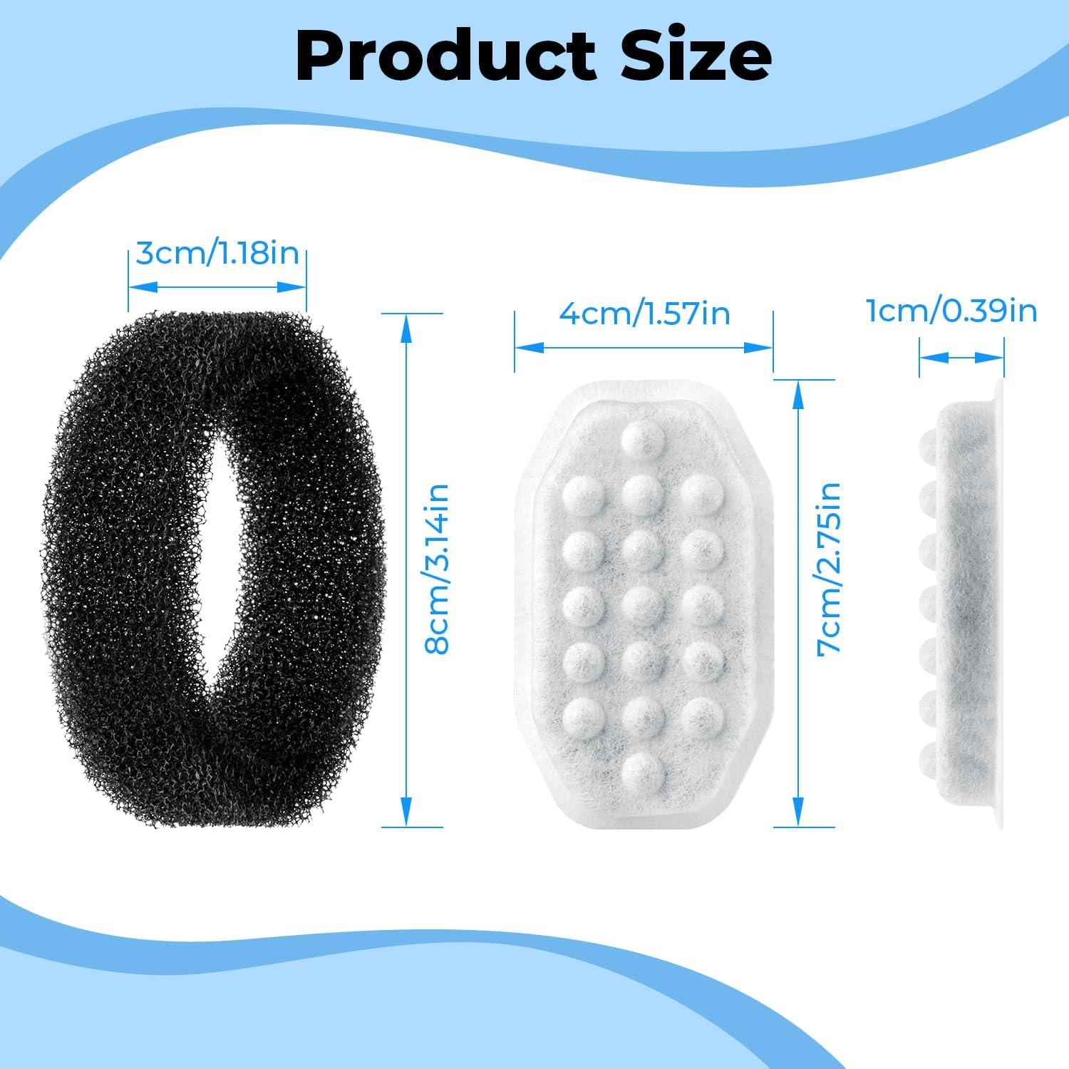 Paquete de 8 Filtros y 8 Esponjas WLOSKE para Fuente de Gatos 3.2L