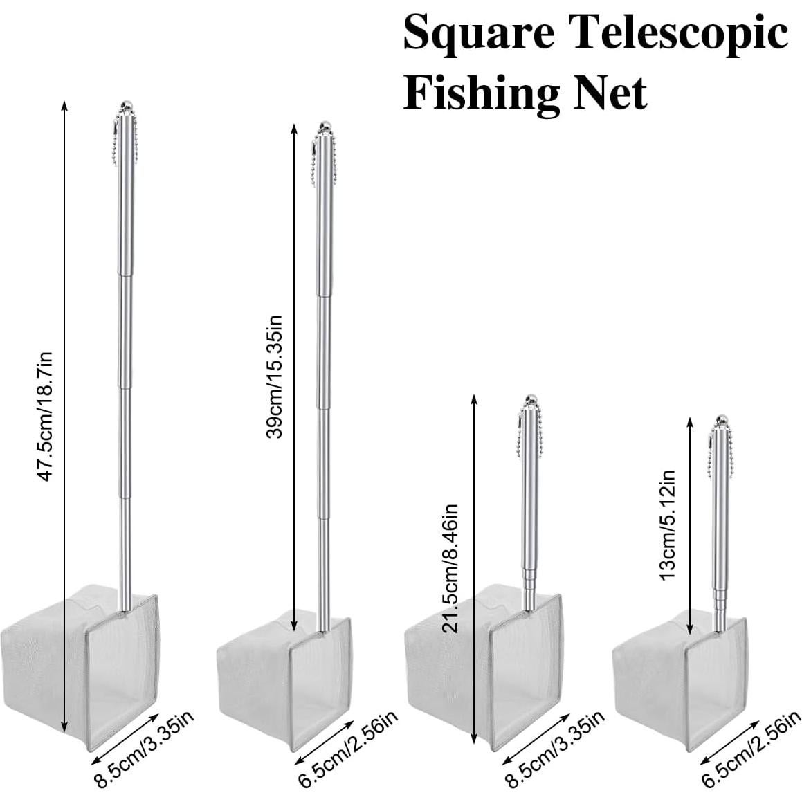 Juego de Redes de Pesca Retráctiles findTop - 4 Piezas, Acero Inoxidable