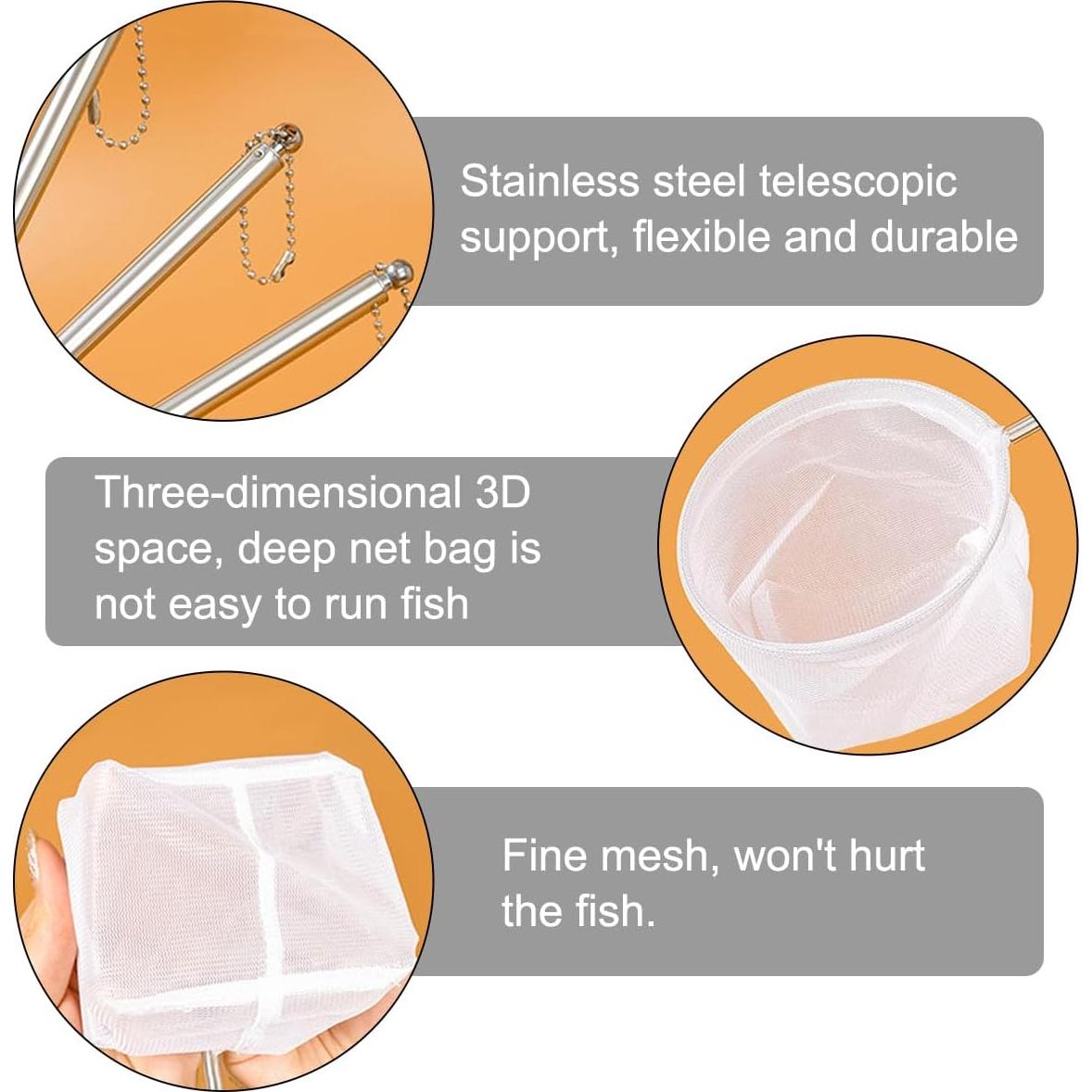Juego de Redes de Pesca Retráctiles findTop - 4 Piezas, Acero Inoxidable