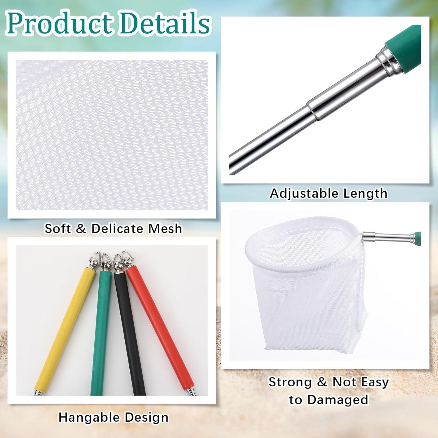 JaGely 6 Redes para Acuario con Mango Telescópico de Acero Inoxidable