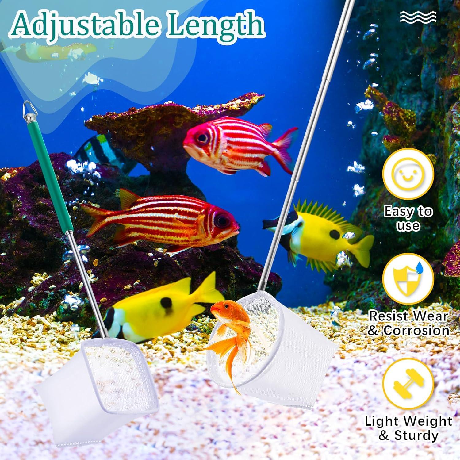 JaGely 6 Redes para Acuario con Mango Telescópico de Acero Inoxidable