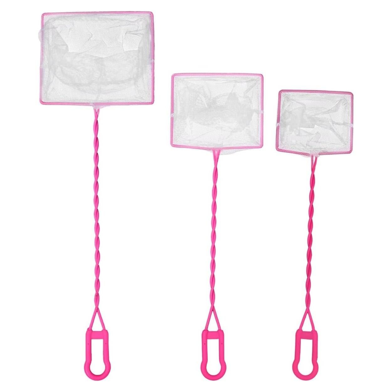 Red de Pescado para Acuario POPETPOP - 3 Pcs, Malla Fina, Rosa