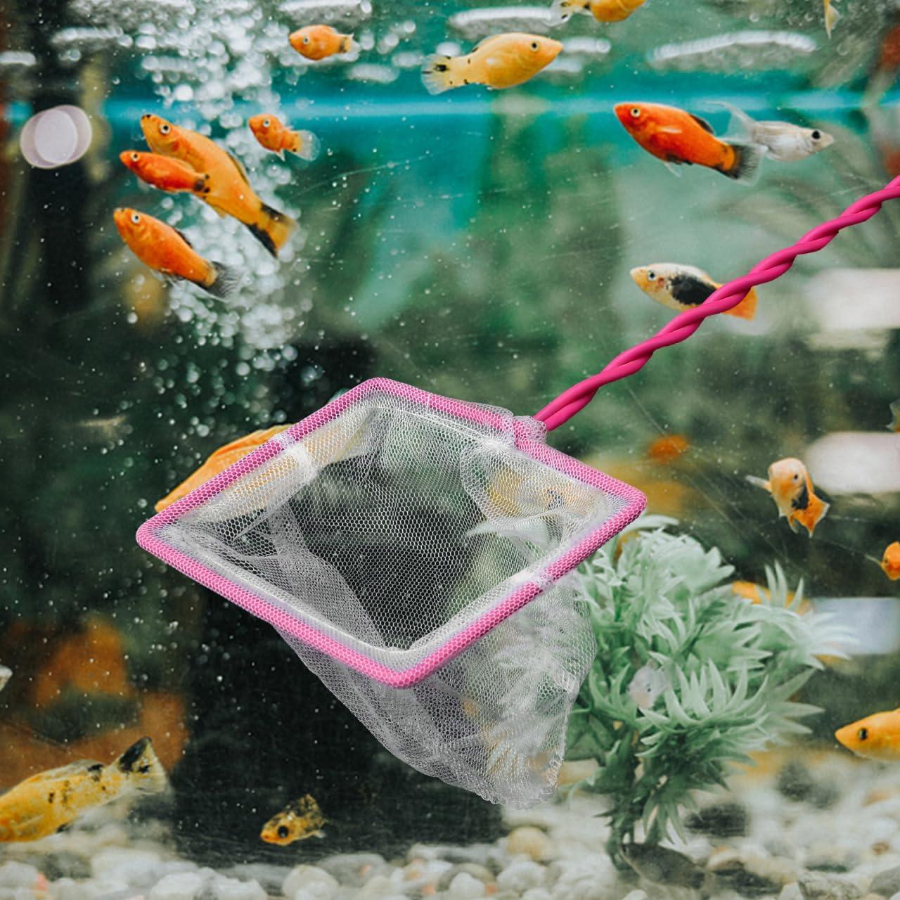 Red de Pescado para Acuario POPETPOP - 3 Pcs, Malla Fina, Rosa