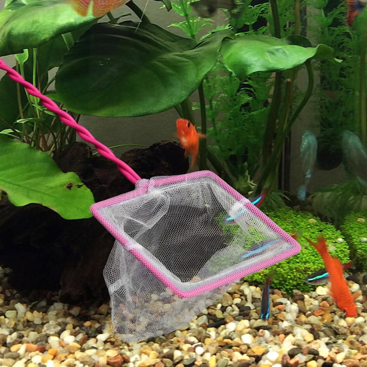Red de Pescado para Acuario POPETPOP - 3 Pcs, Malla Fina, Rosa
