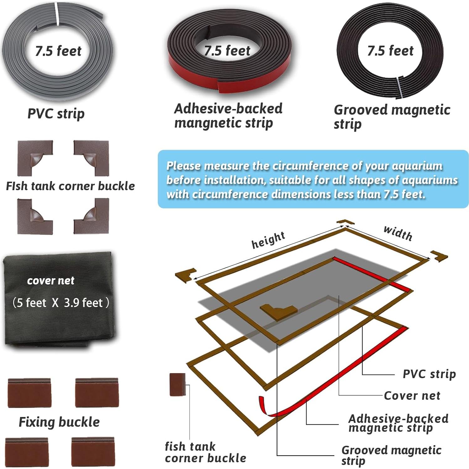 Cubierta de red anti-salto magnética FUYITE 2.29m para acuario
