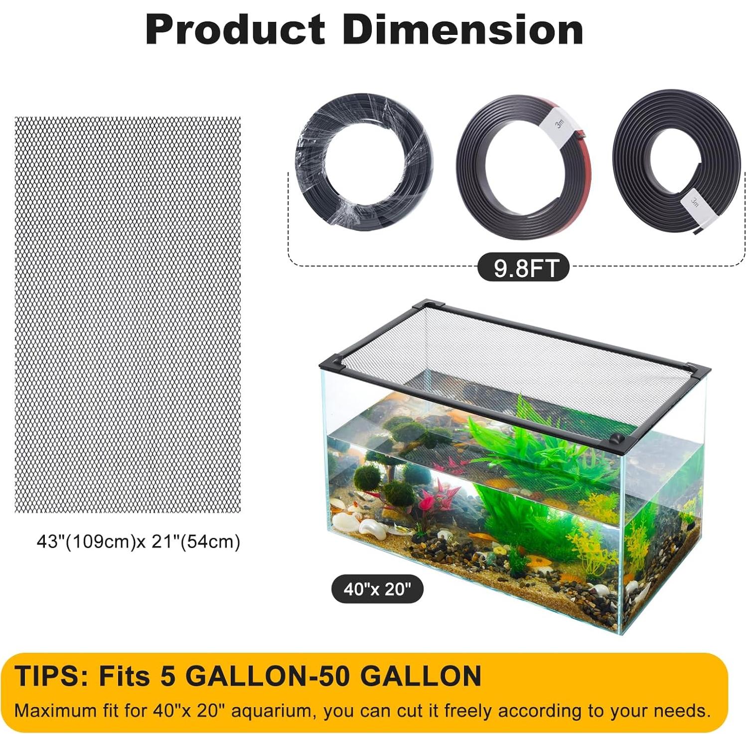 Tapa de Acuario Magnética Uross 109x54 cm Red Antisalto