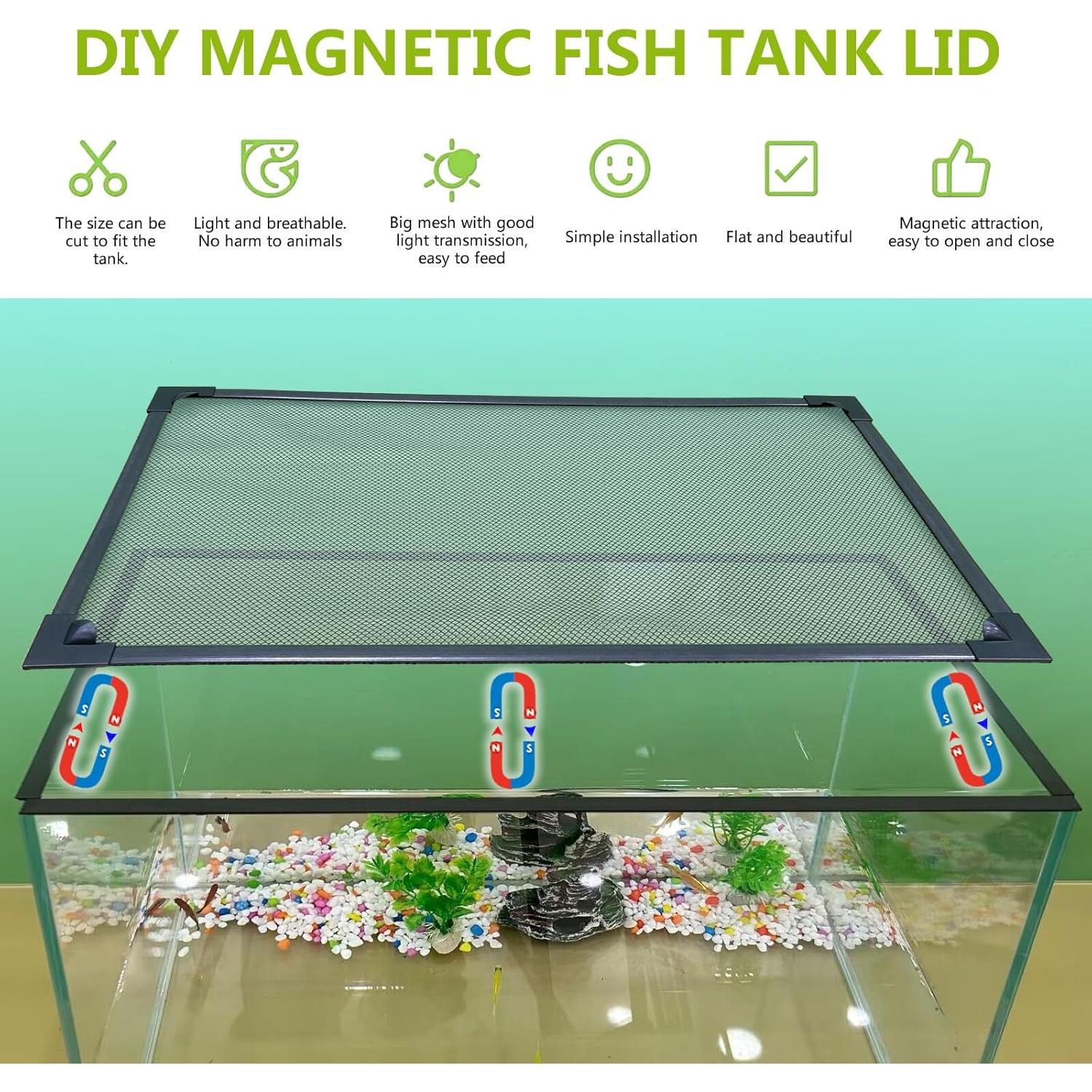 Cubierta de red magnética para acuario RODENET 99x48 cm Gris