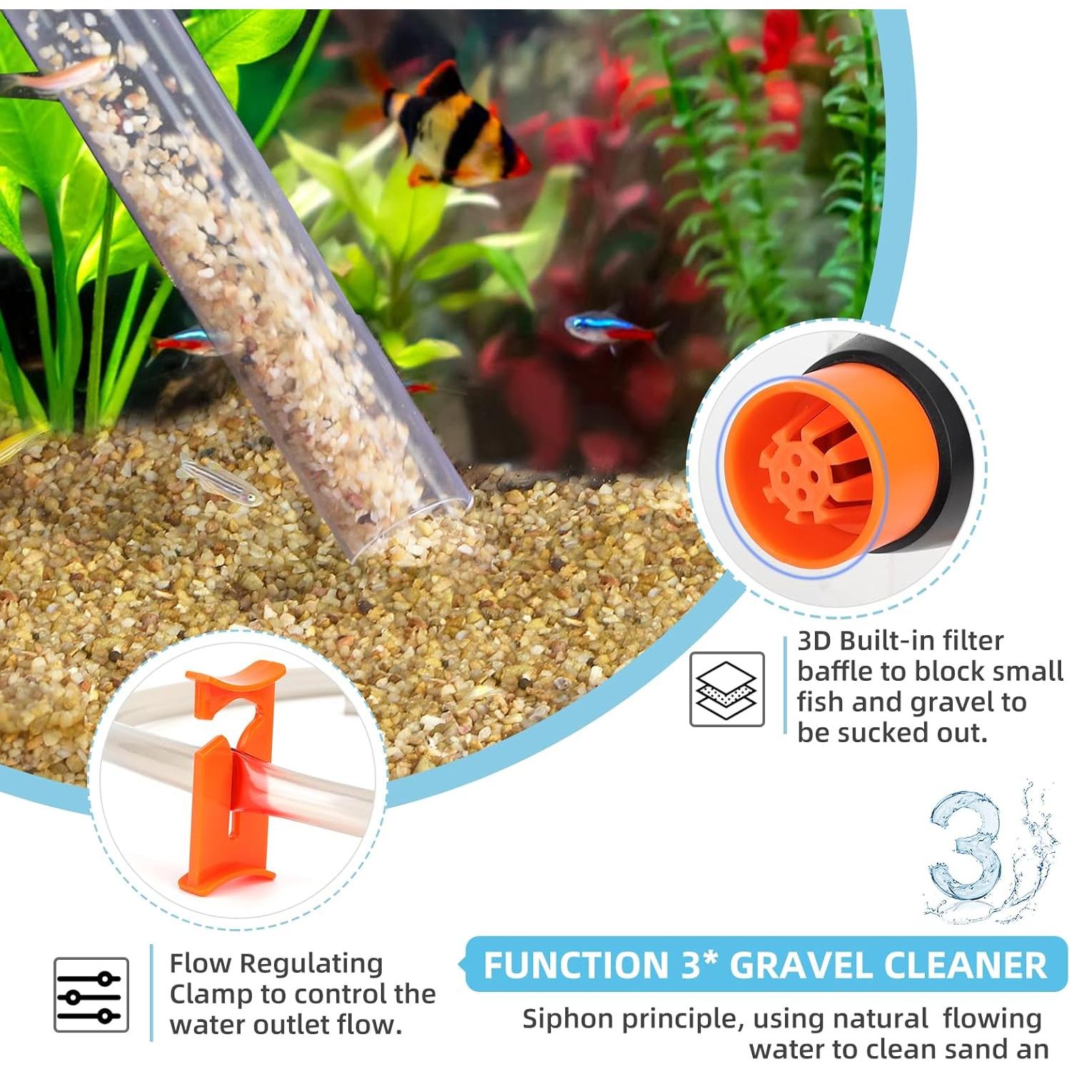 Kit de Limpieza para Acuarios hygger - Aspiradora de Grava y Cepillo