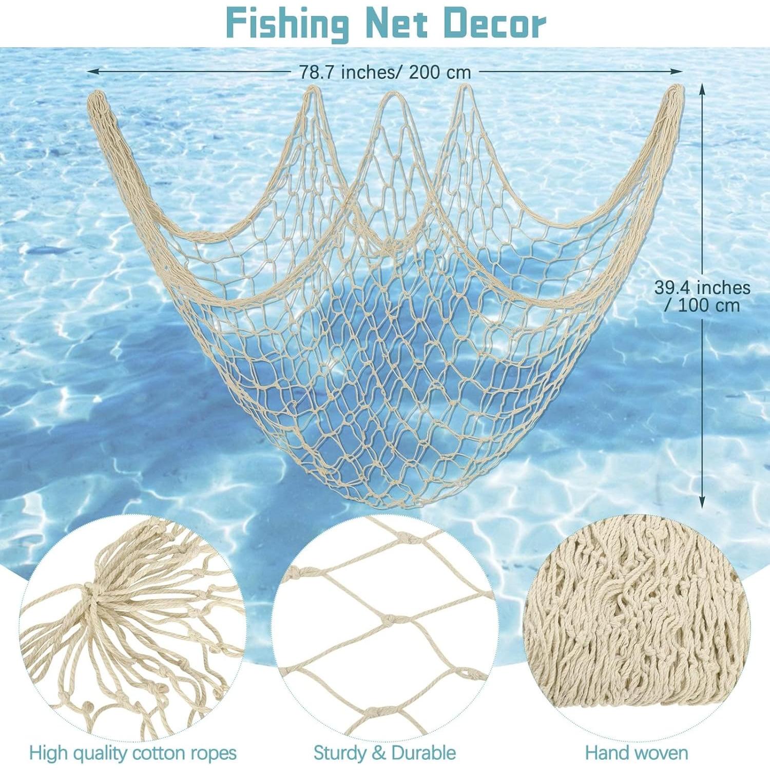 Red de Pesca Decorativa Aodaer 6 Piezas 1x2m Algodón