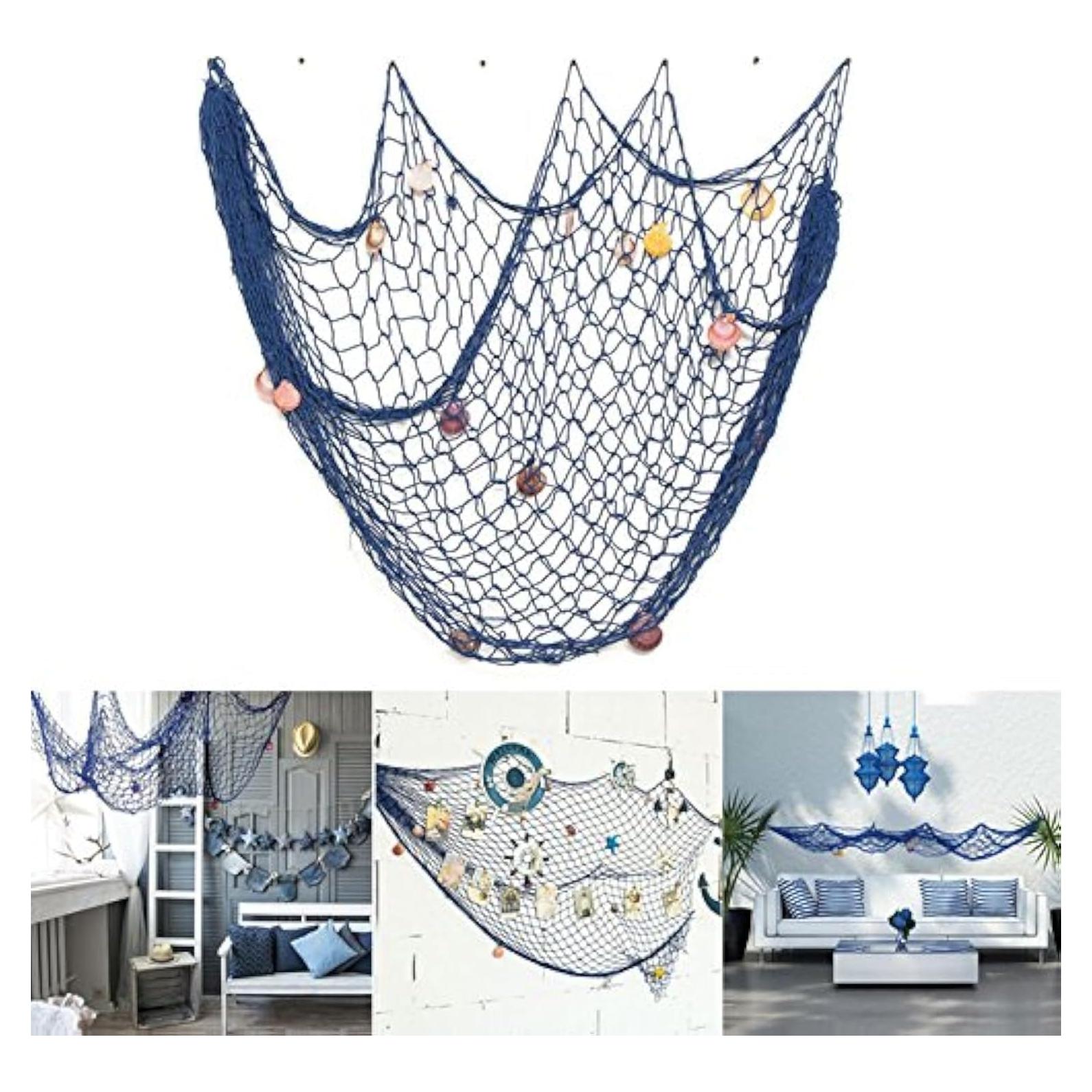 Red decorativa náutica Rosoz 200x150cm azul para fiestas