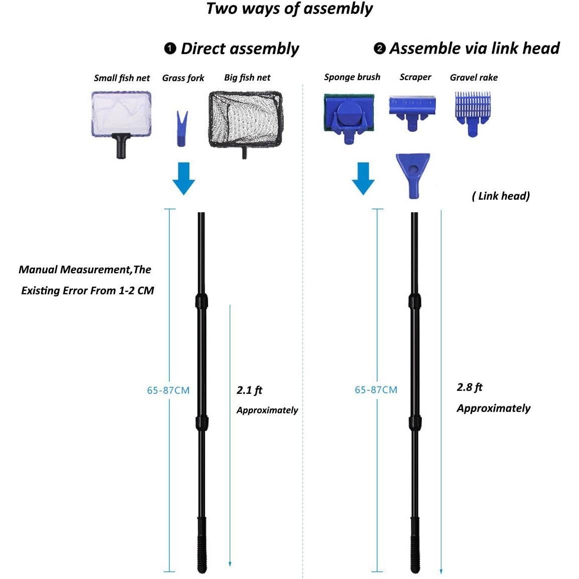 Juego de Limpieza de Acuario 6 en 1 JZMYXA con Mango Telescópico