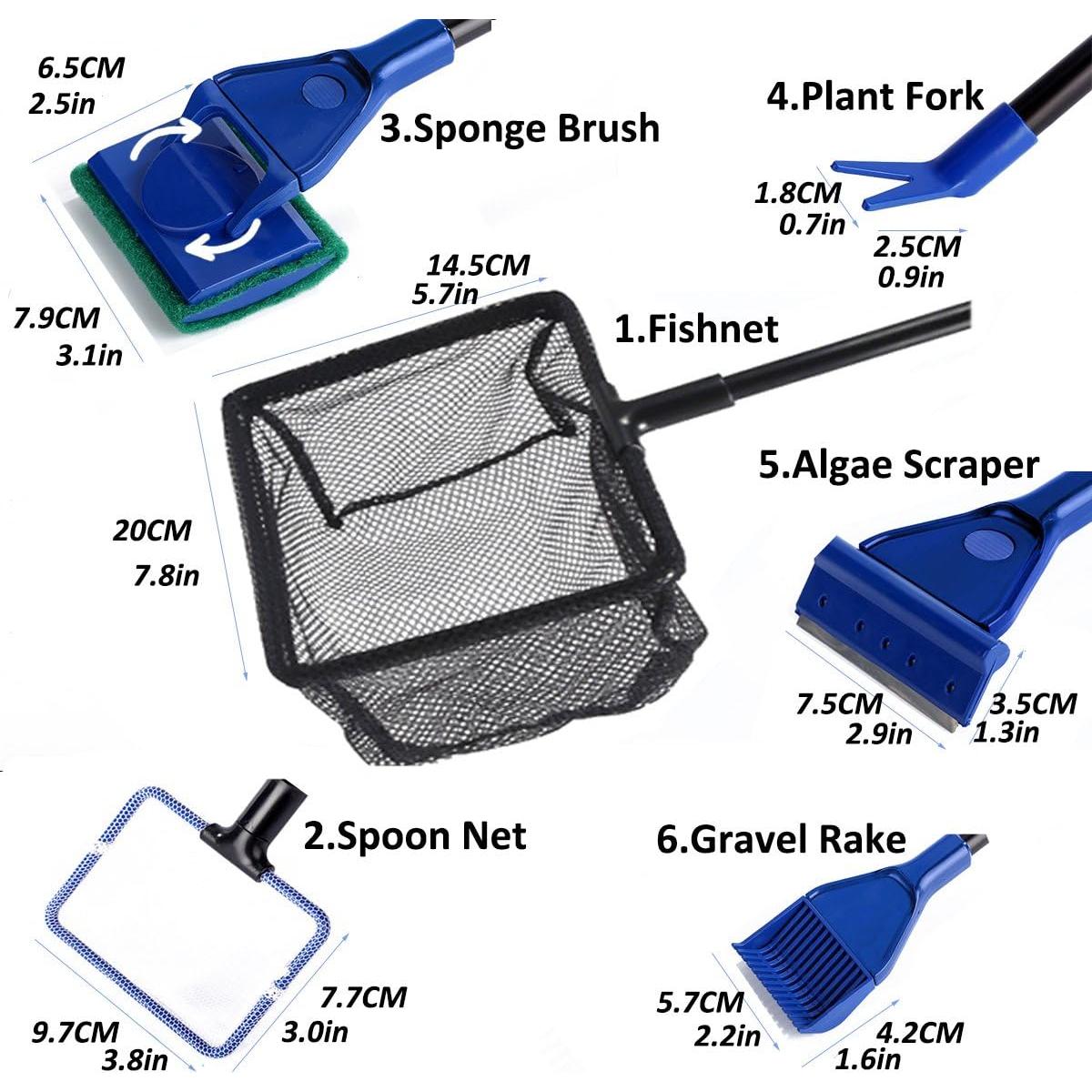 Juego de Limpieza de Acuario 6 en 1 JZMYXA con Mango Telescópico