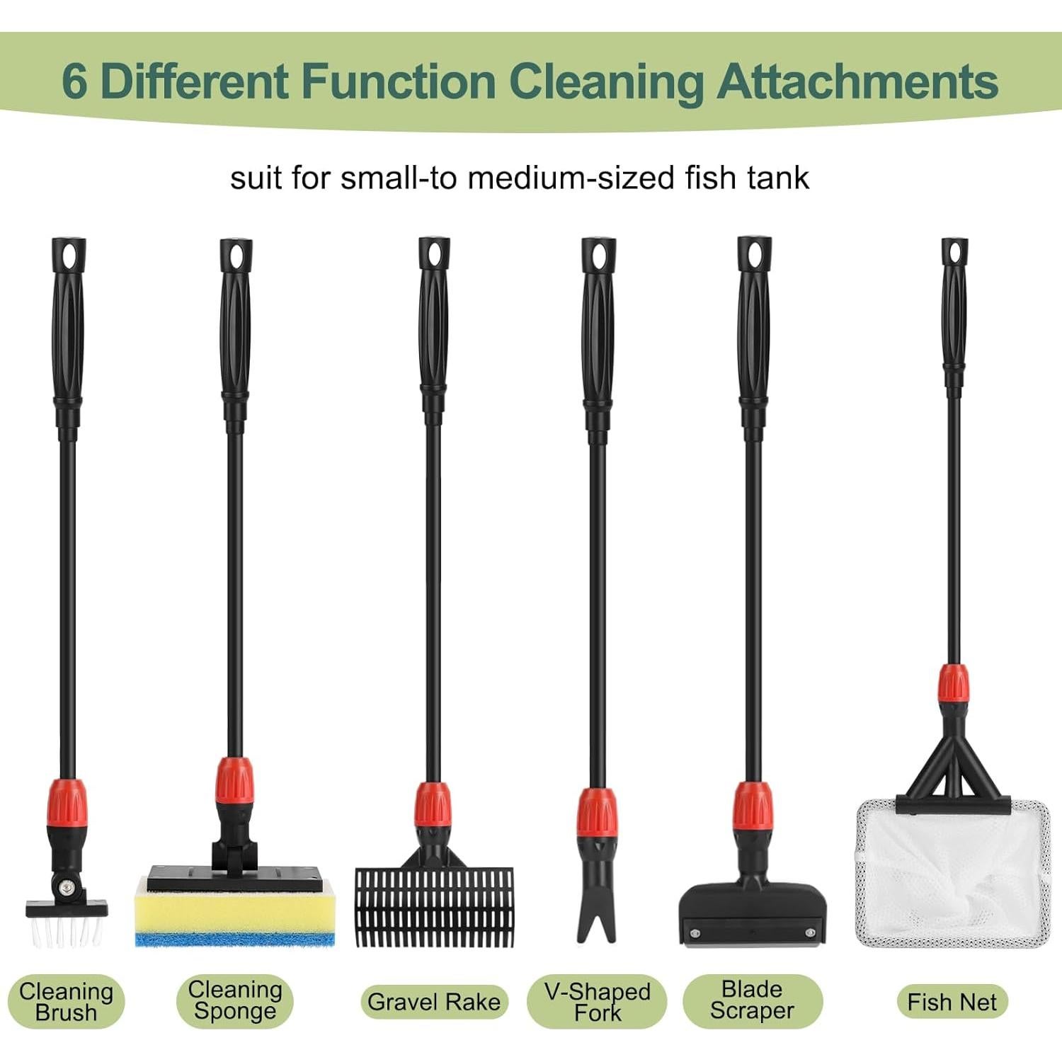 Kit de Limpieza de Acuario 6 en 1 Hygger con Mango de 44.9 cm