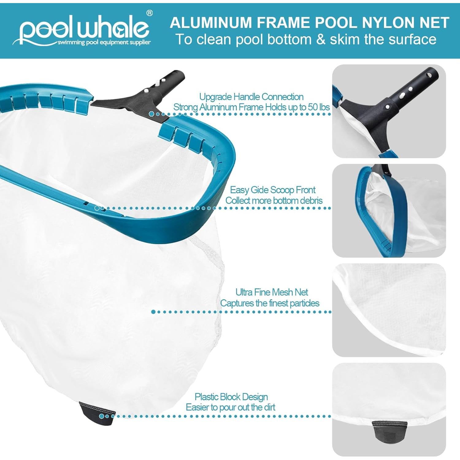 Rastrillo de Malla Fina POOLWHALE 44.5 cm para Piscina