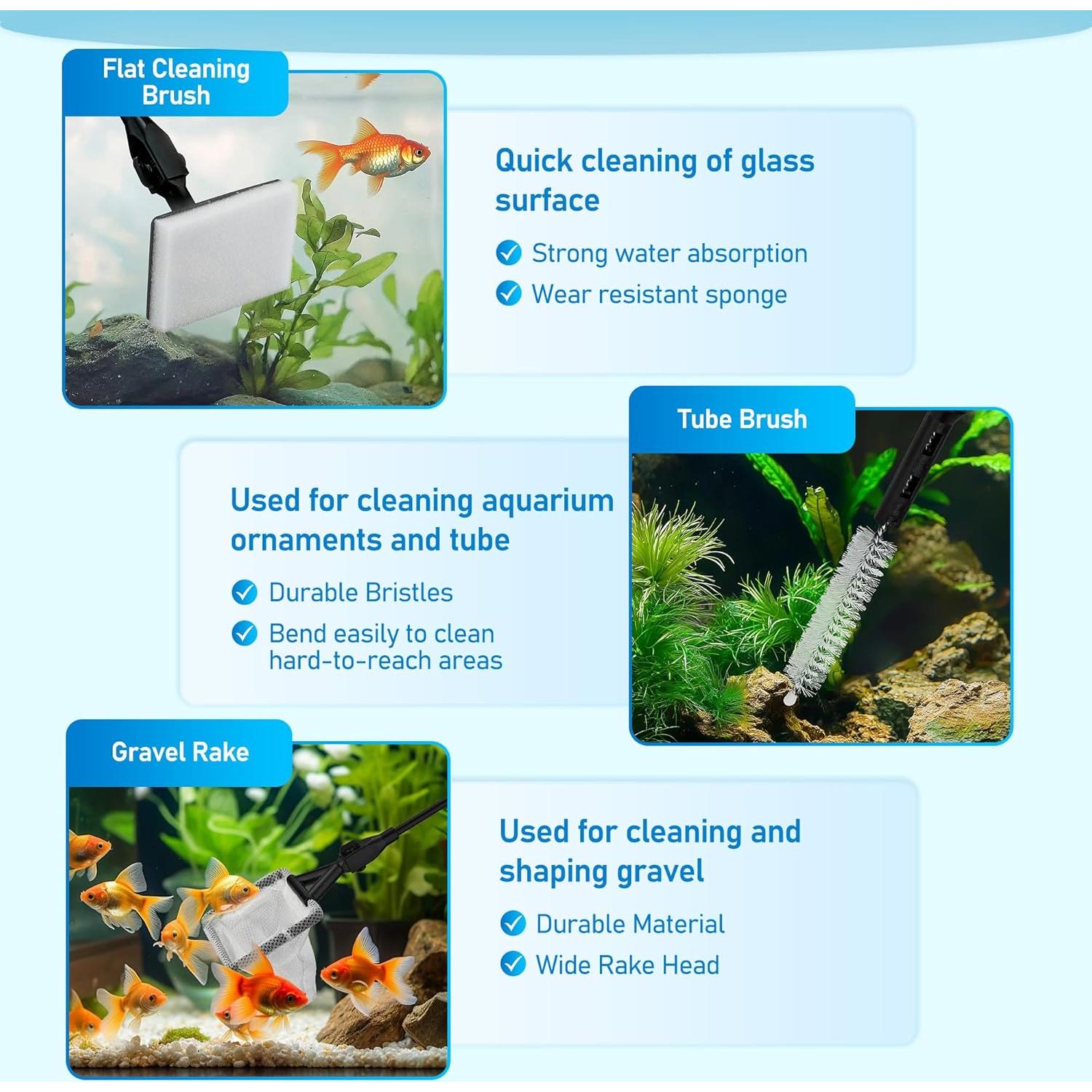 Kit de Limpieza de Acuario 6 en 1 Mogoko con Mango Telescópico