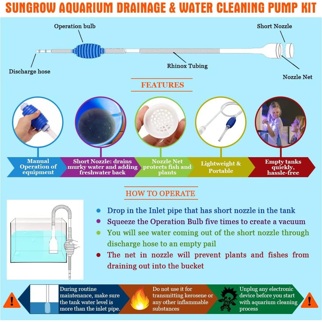 Bomba de Sifón de Agua SunGrow para Acuario 65" (165 cm)