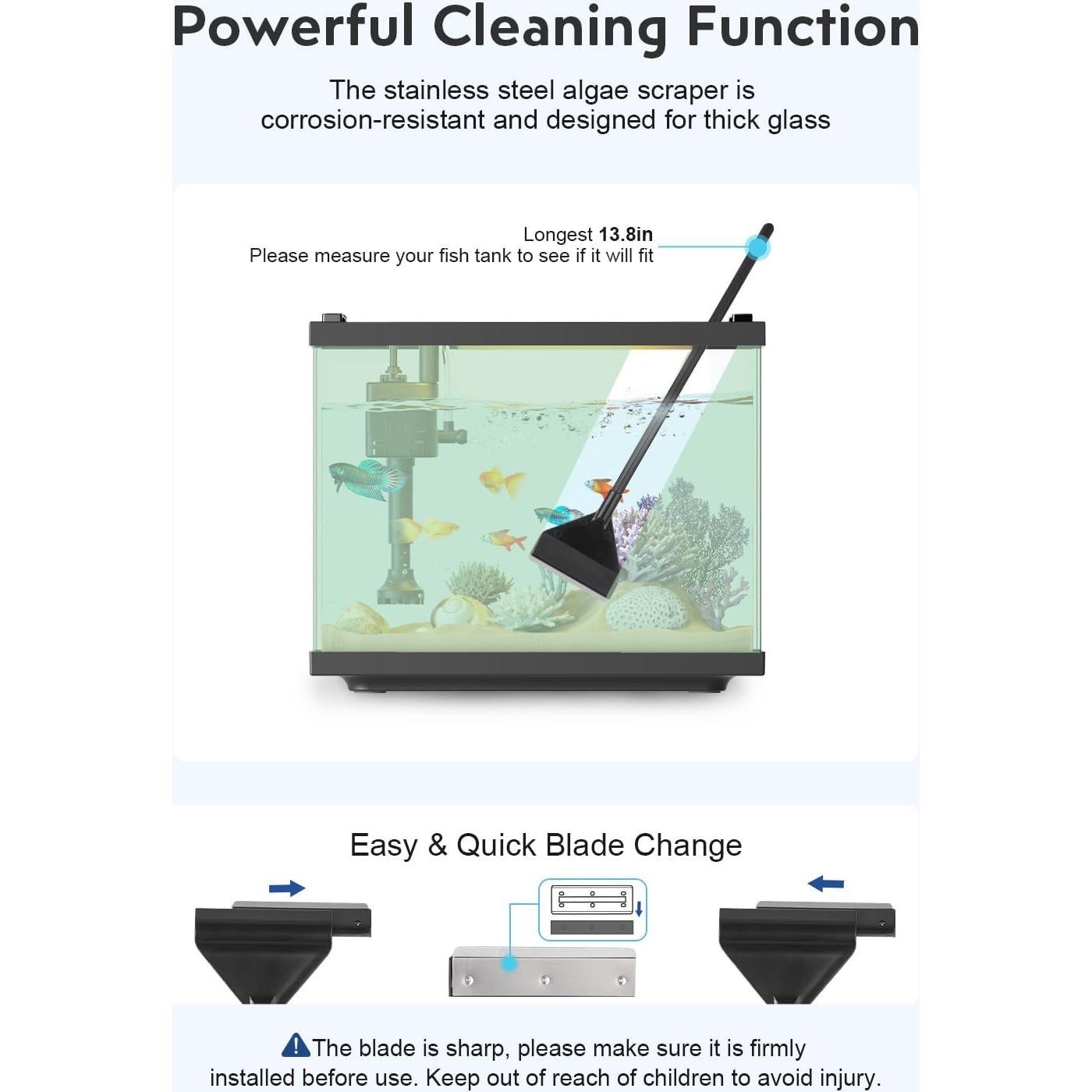 Kit de Limpieza de Acuarios URUQ 11 Piezas con Raspador y Red