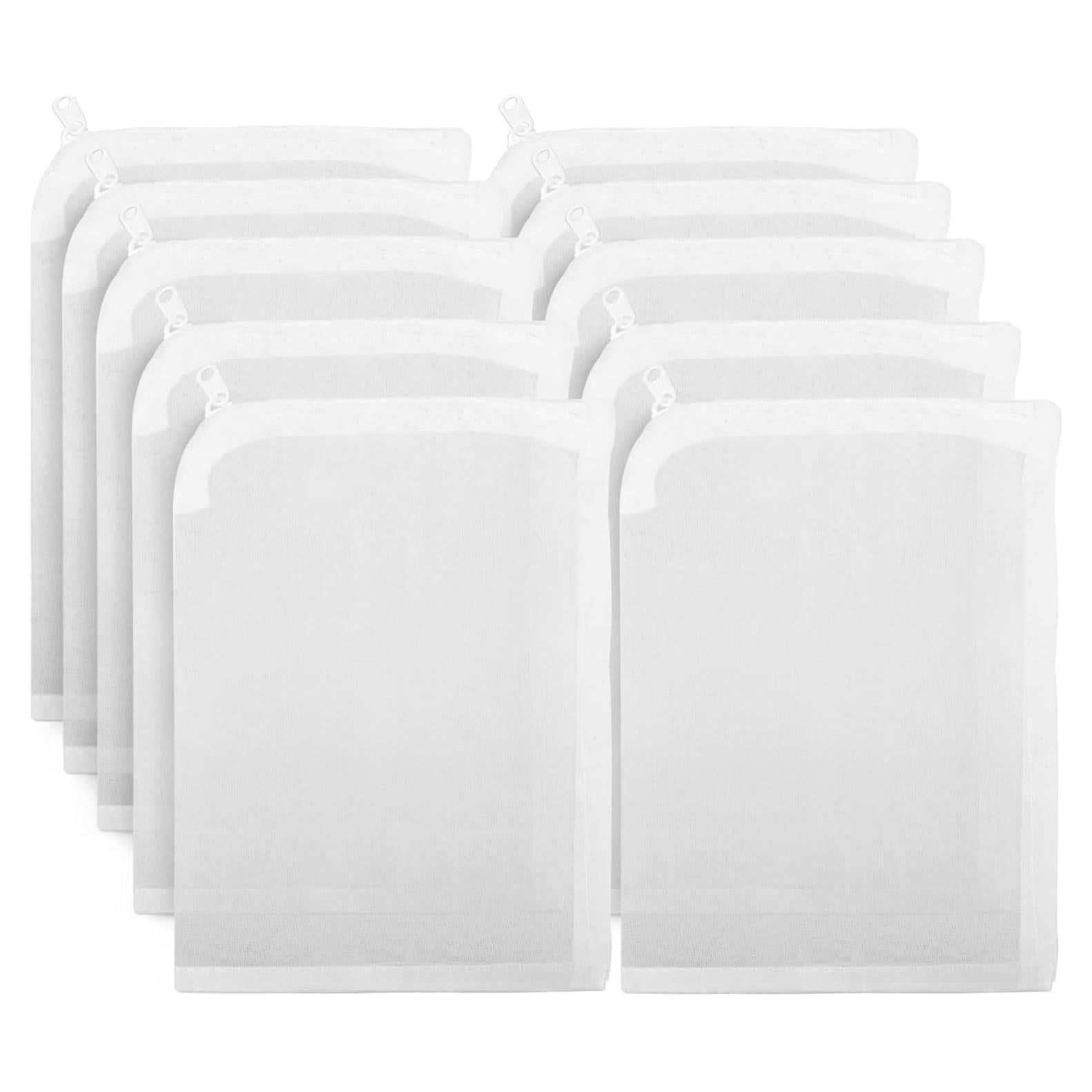 Segarty Aquarium Filter Bags High Flow, 10 Pack 0.15mm Mesh Bag 7.7 x 6 Inch Reusable White Nylon Media Net Bags with Plastic Zipper for Bio Balls, Ceramic Rings, Activated Carbon, Charcoal, Fish Tank