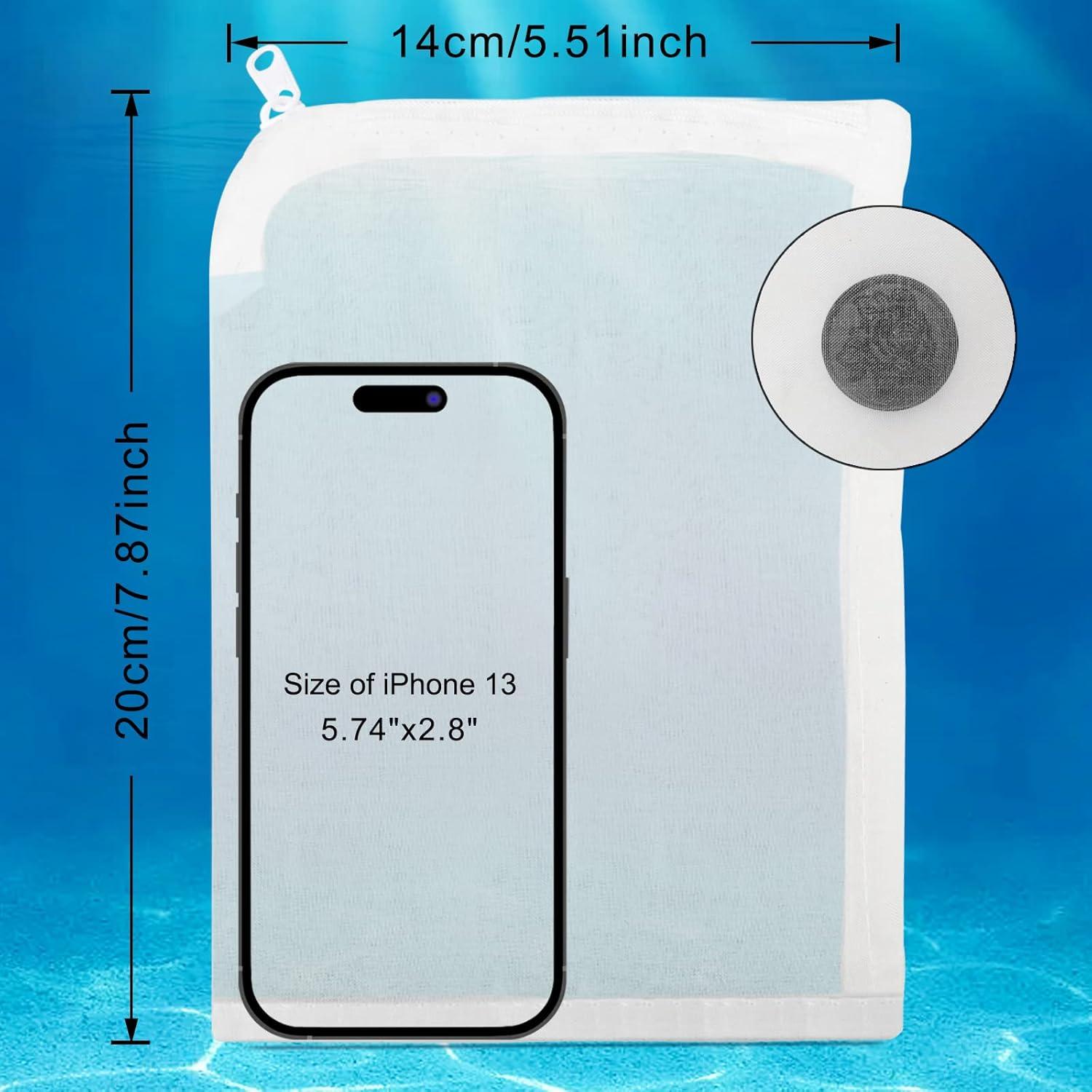 Segarty Aquarium Filter Bags High Flow, 10 Pack 0.15mm Mesh Bag 7.7 x 6 Inch Reusable White Nylon Media Net Bags with Plastic Zipper for Bio Balls, Ceramic Rings, Activated Carbon, Charcoal, Fish Tank