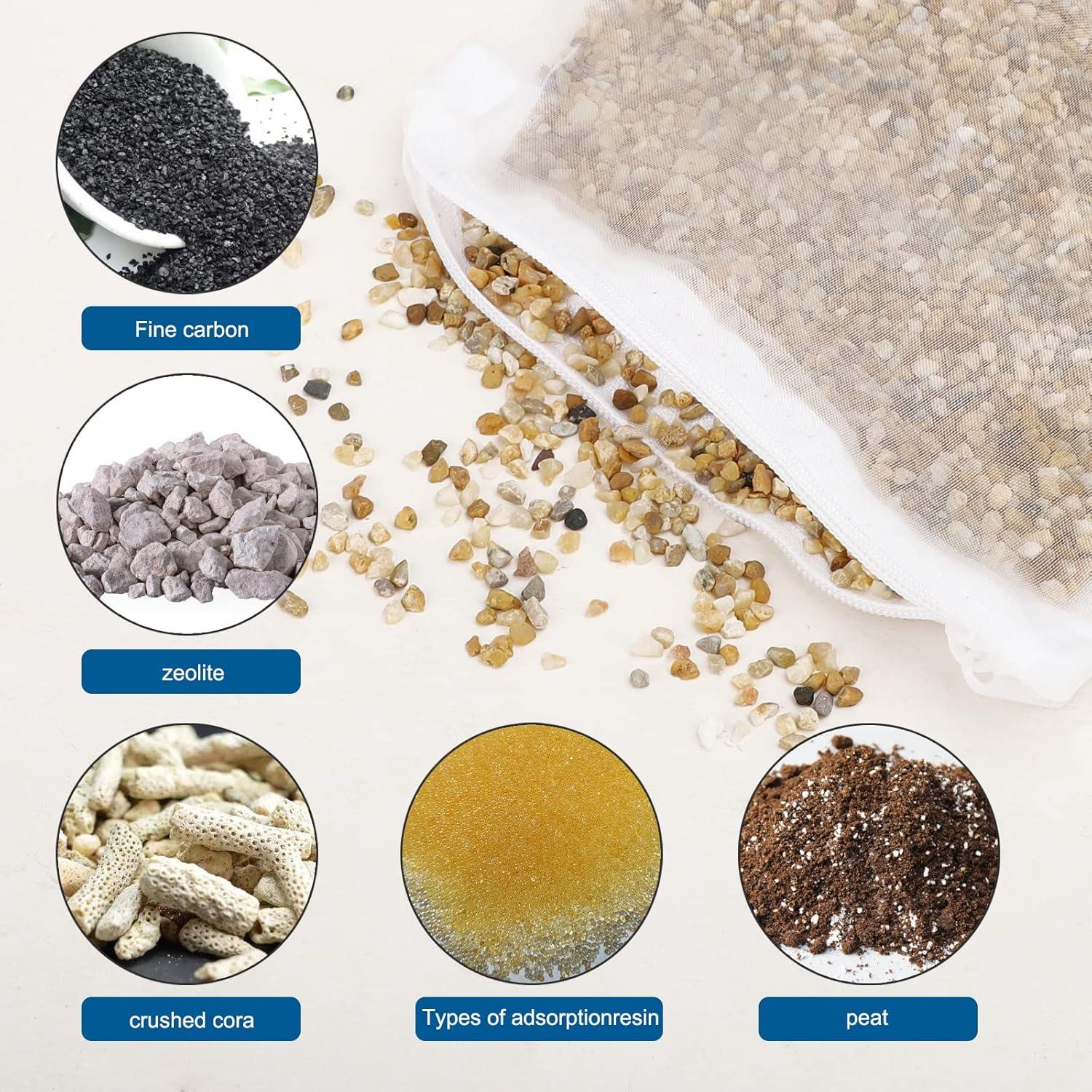 Segarty Aquarium Filter Bags High Flow, 10 Pack 0.15mm Mesh Bag 7.7 x 6 Inch Reusable White Nylon Media Net Bags with Plastic Zipper for Bio Balls, Ceramic Rings, Activated Carbon, Charcoal, Fish Tank