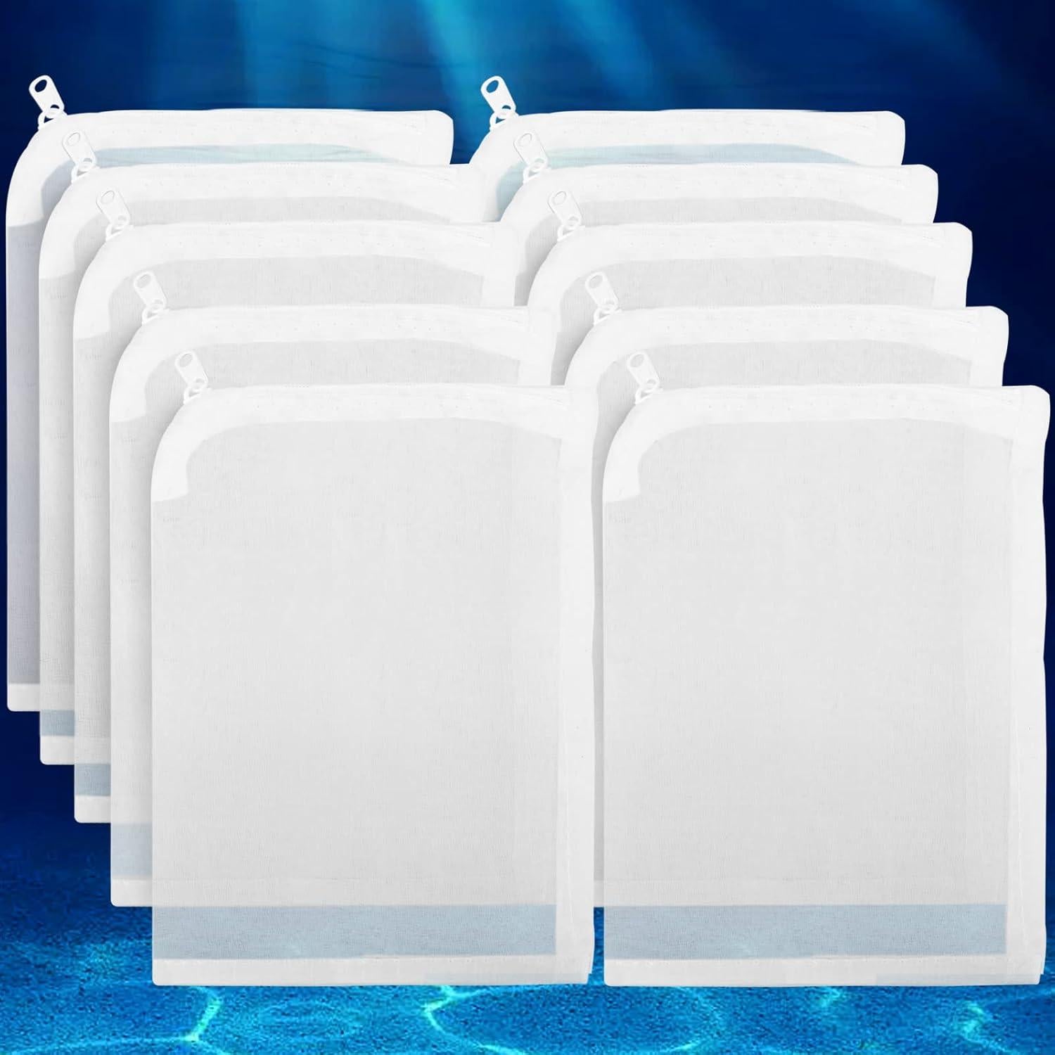 Segarty Aquarium Filter Bags High Flow, 10 Pack 0.15mm Mesh Bag 7.7 x 6 Inch Reusable White Nylon Media Net Bags with Plastic Zipper for Bio Balls, Ceramic Rings, Activated Carbon, Charcoal, Fish Tank