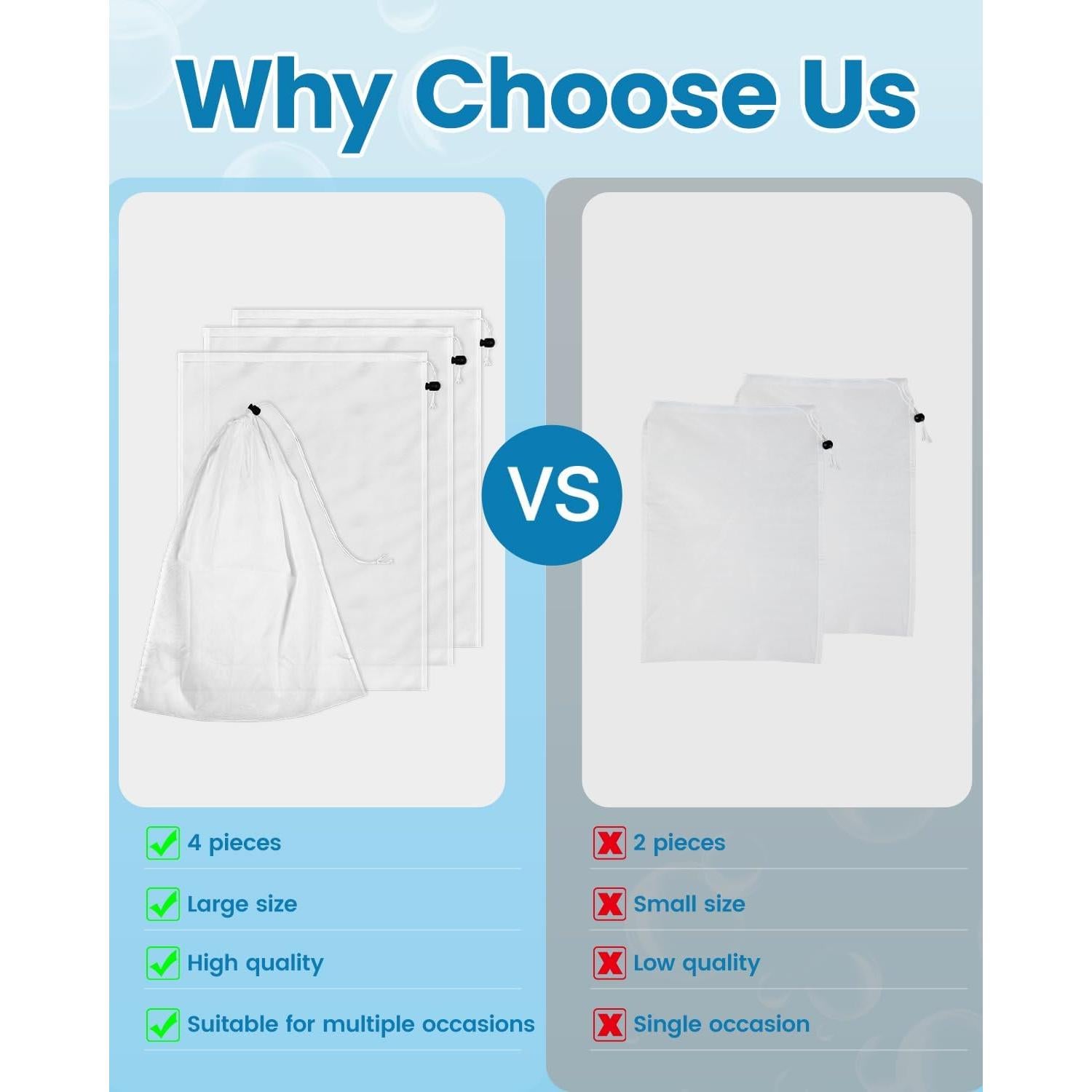 Bolsas de Vacío para Piscina NOKOGMT 4PCS Nylon Malla Fina 60x45cm