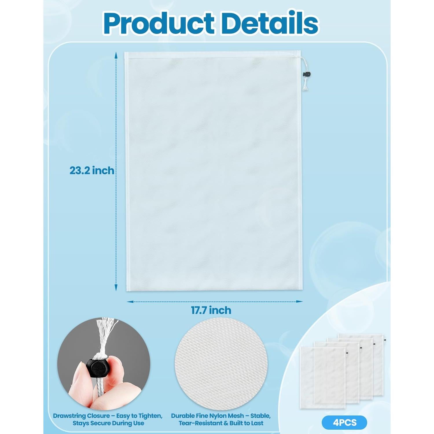 Bolsas de Vacío para Piscina NOKOGMT 4PCS Nylon Malla Fina 60x45cm