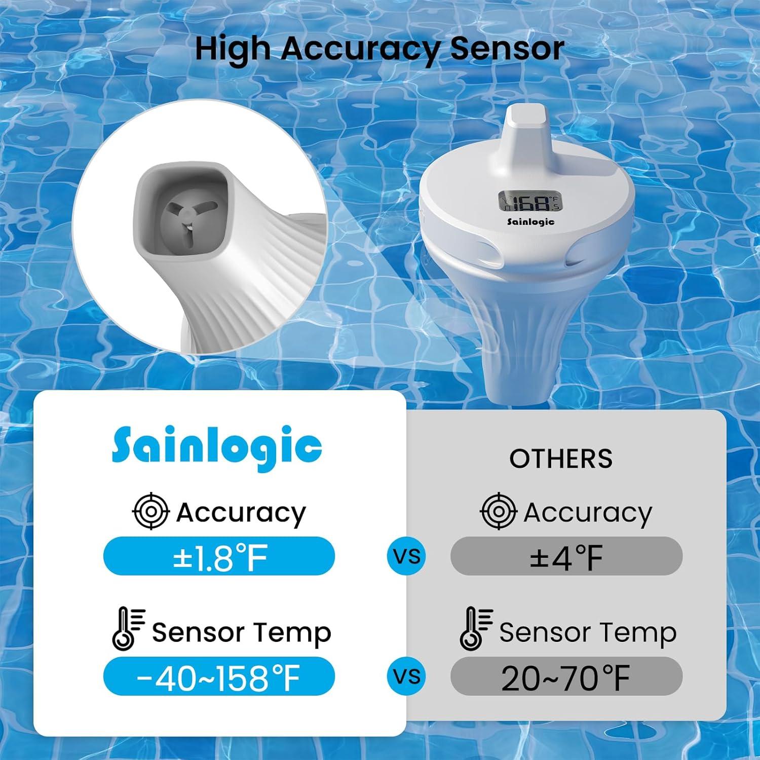 Termómetro de piscina inalámbrico Sainlogic 8007B IP68 50m