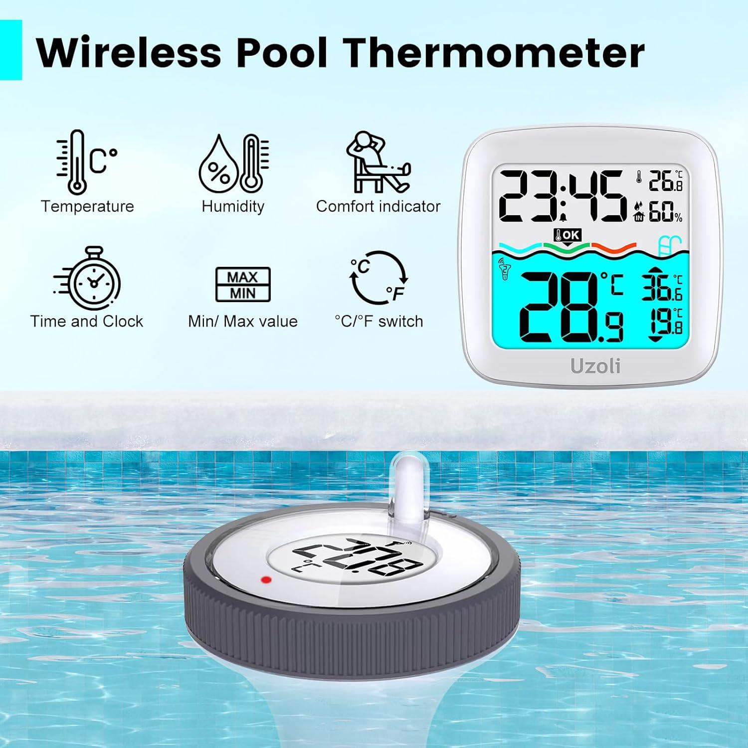 Termómetro Flotante de Piscina Uzoli EM3385US Digital Impermeable