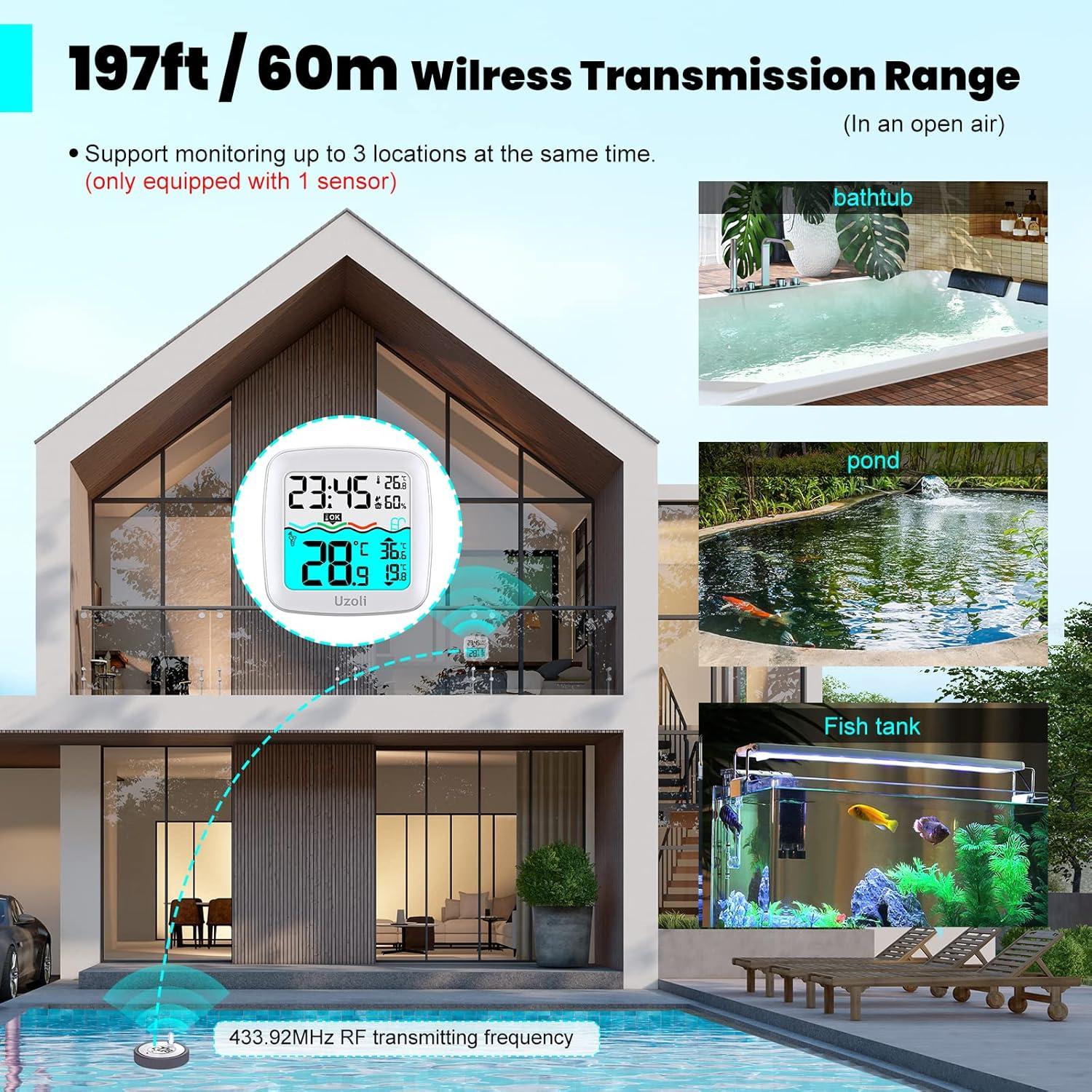 Termómetro Flotante de Piscina Uzoli EM3385US Digital Impermeable