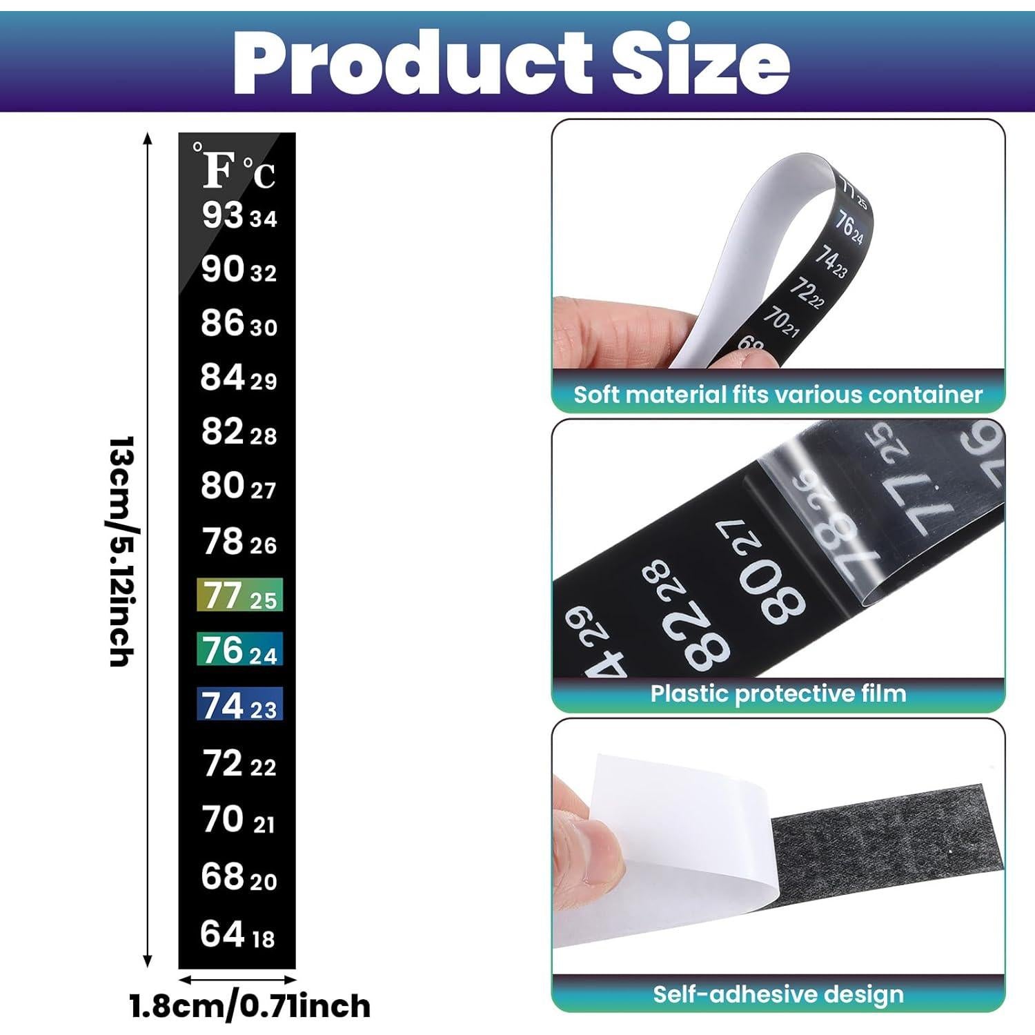 6 Tiras de Termómetro Digital para Acuario APLZGMG 18-34°C
