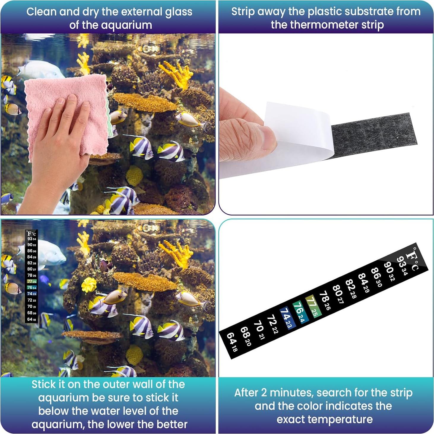 6 Tiras de Termómetro Digital para Acuario APLZGMG 18-34°C