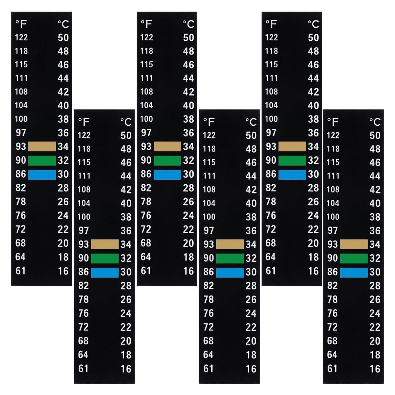 6 Tiras de Termómetro Digital Adhesivas para Acuario 15-50°C