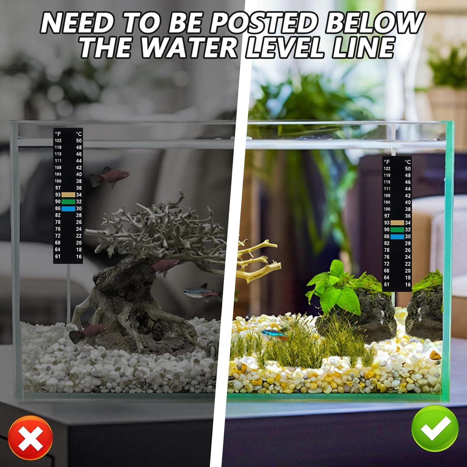 6 Tiras de Termómetro Digital Adhesivas para Acuario 15-50°C