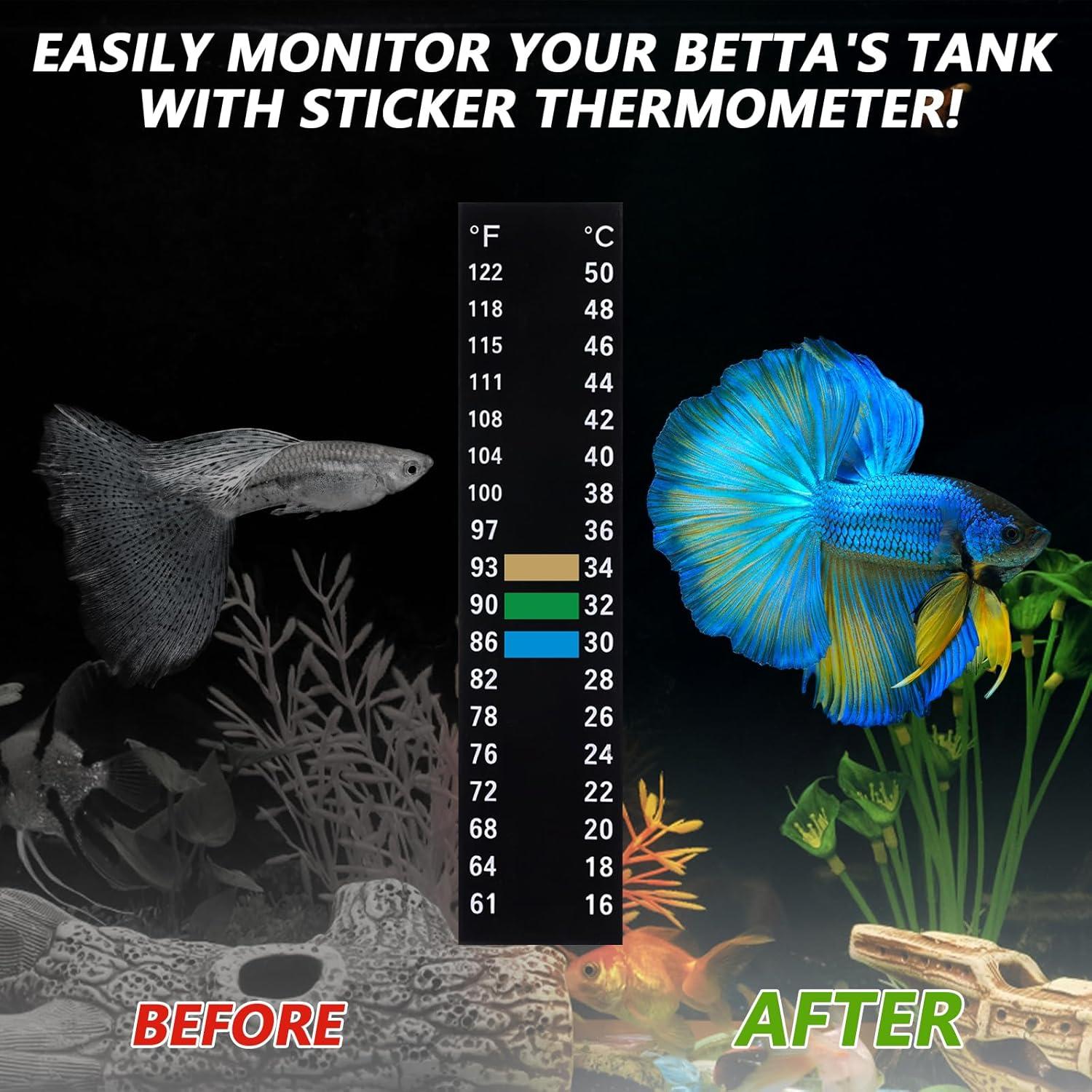 6 Tiras de Termómetro Digital Adhesivas para Acuario 15-50°C