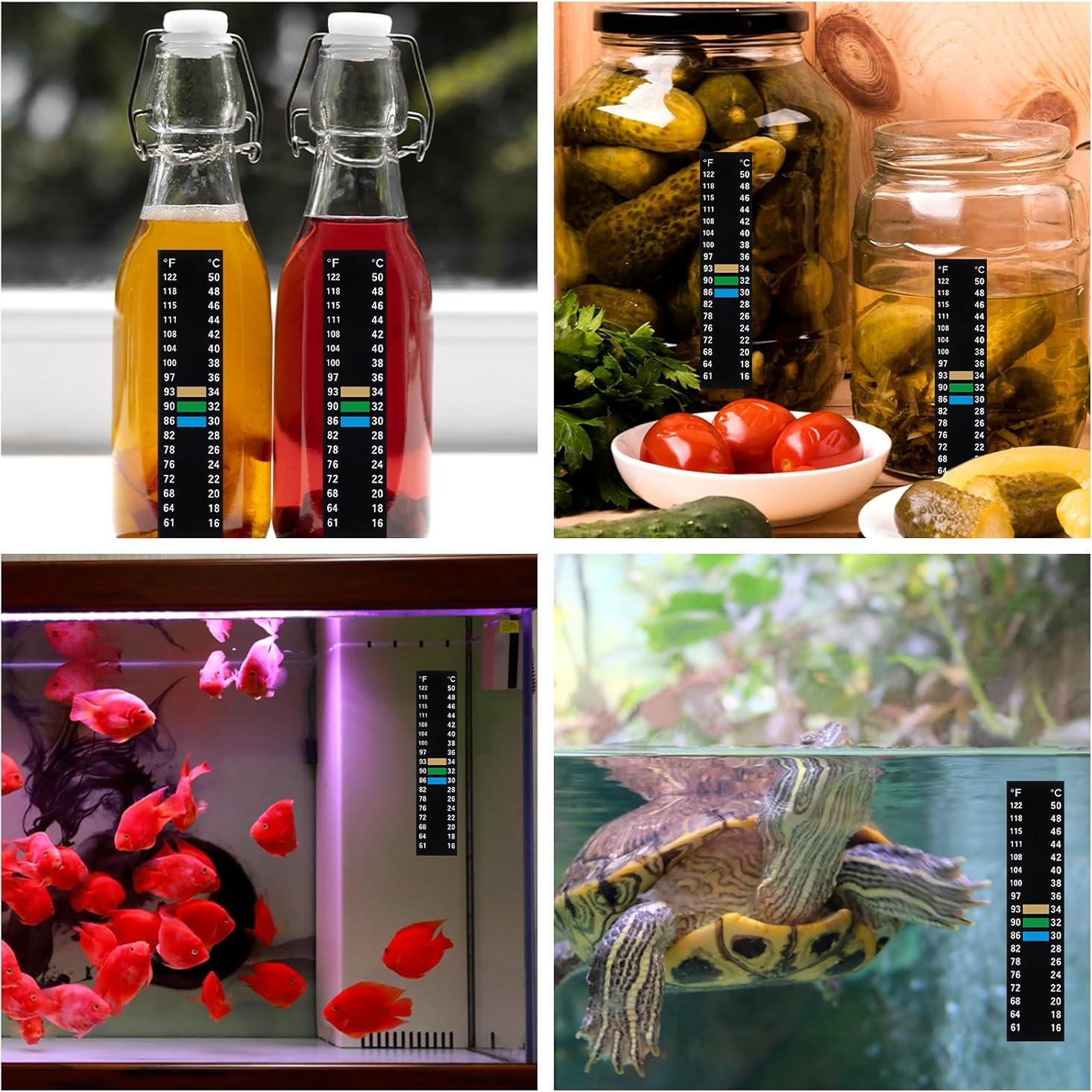 6 Tiras de Termómetro Digital Adhesivas para Acuario 15-50°C