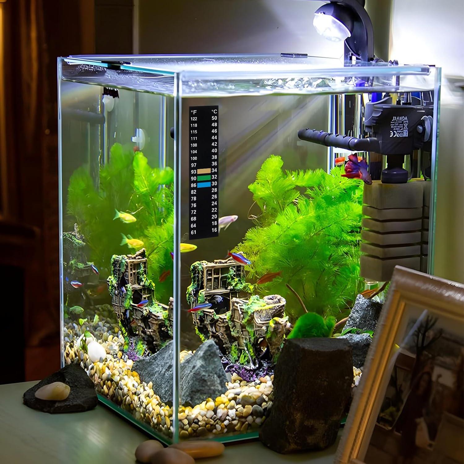 6 Tiras de Termómetro Digital Adhesivas para Acuario 15-50°C