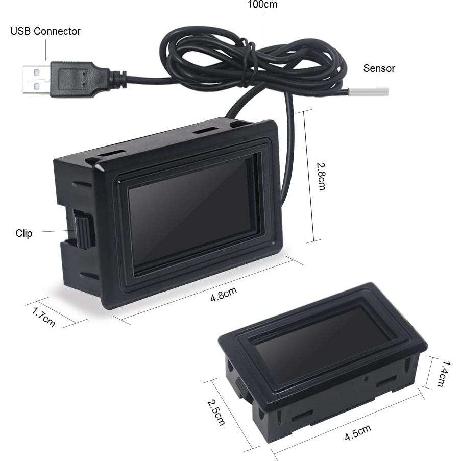 Termómetro Digital USB KETOTEK E0032 con Sonda para Acuario y Vehículo