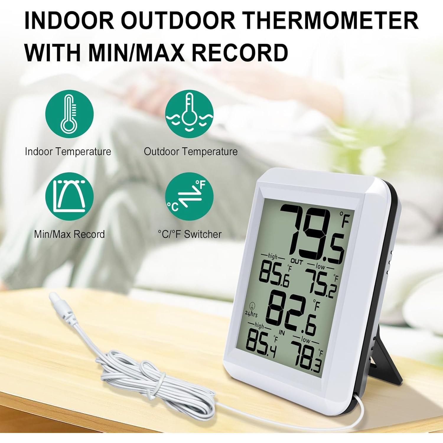 Termómetro Digital Urageuxy Interior y Exterior con Sonda 2m