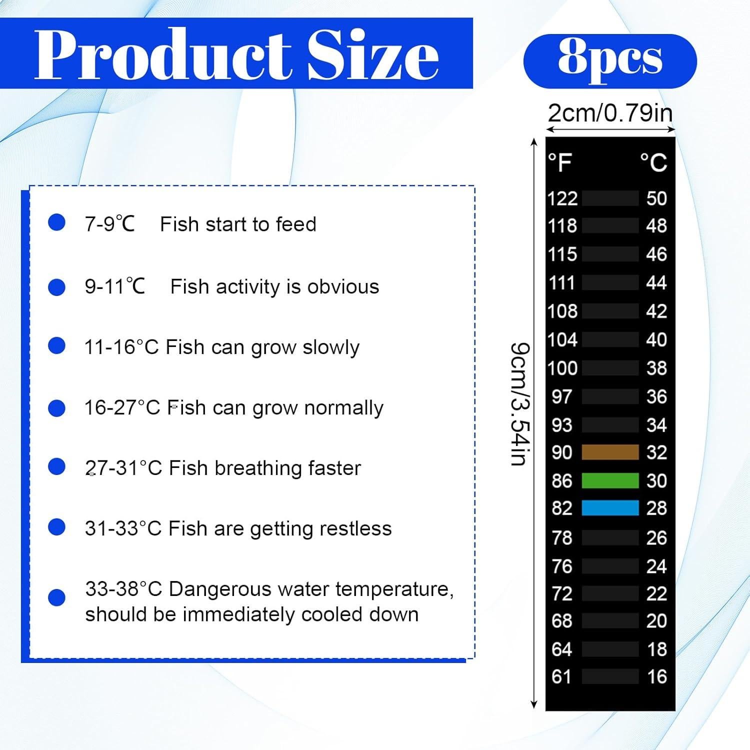 8 Etiquetas de Temperatura para Acuario HJZHII 15-50°C