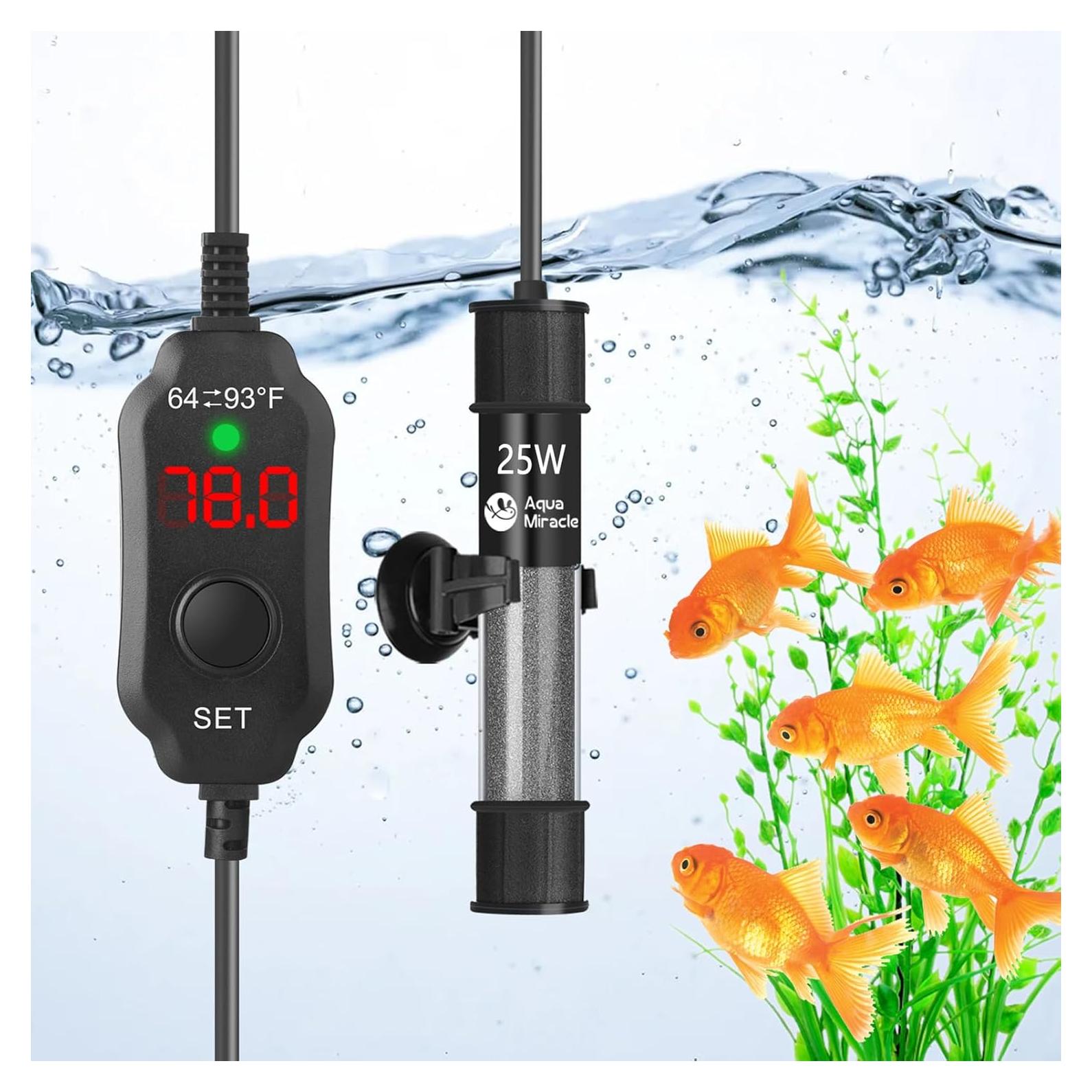 Calentador de Acuario Rexii 25W Compacto con Termostato LED