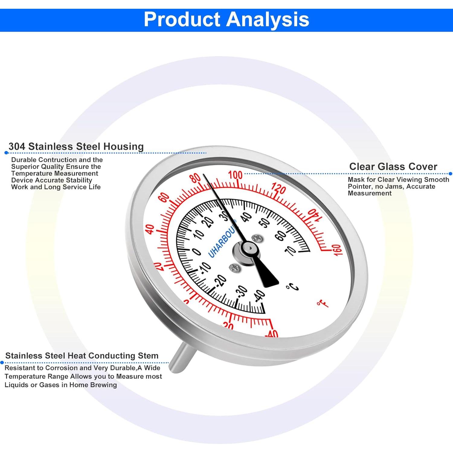 Termómetro de Agua Uharbour 3" Acero Inoxidable -40 a 71°C