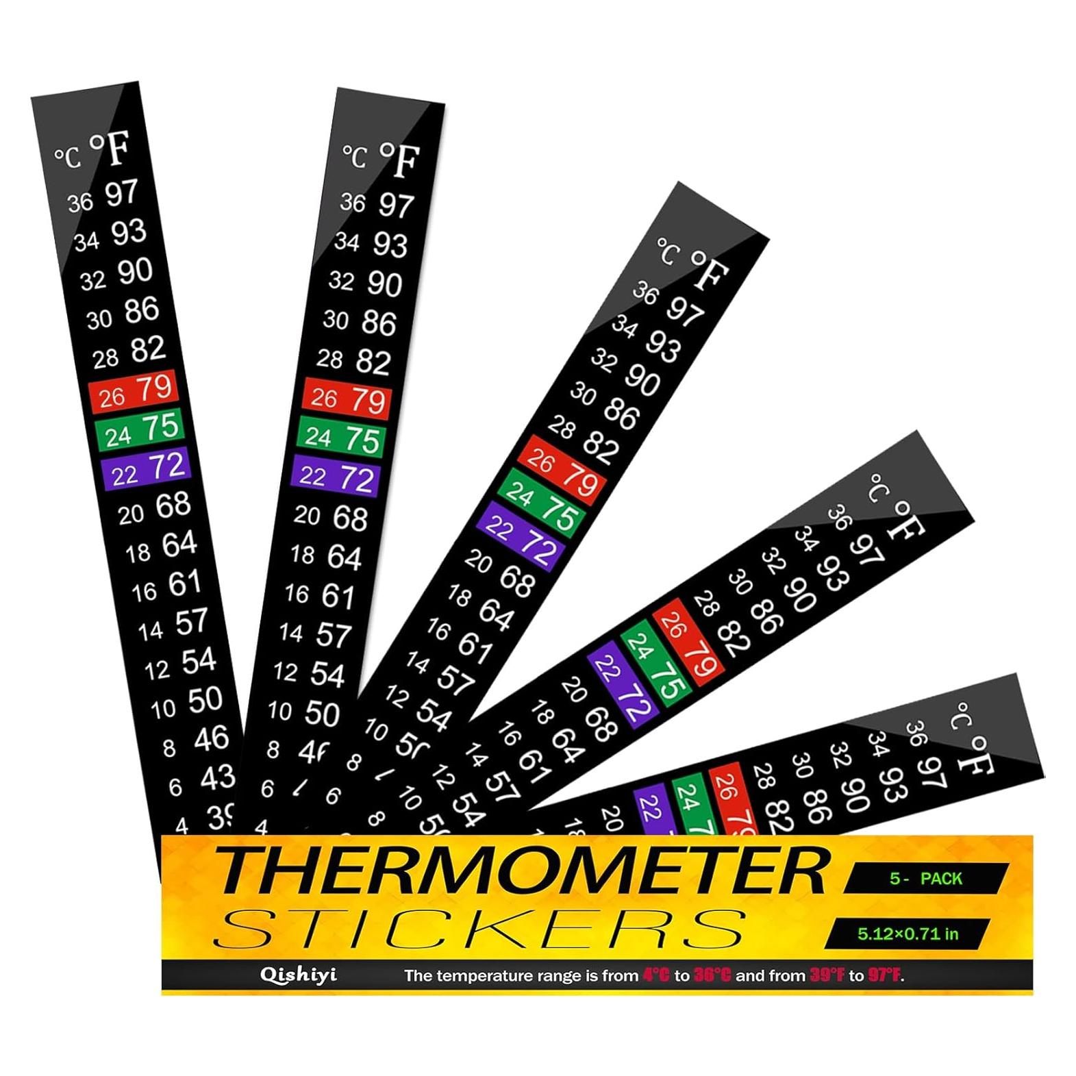 5 Tiras de Termómetro Adhesivas Qishiyi para Acuario 4-36°C