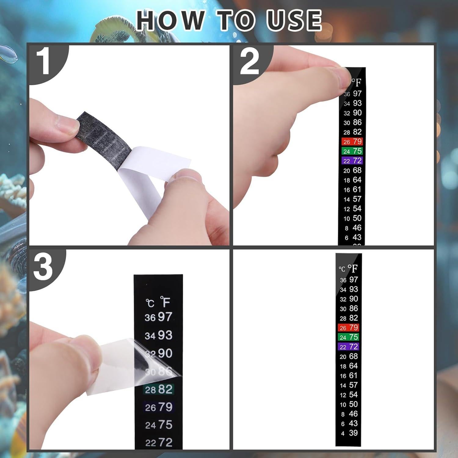5 Tiras de Termómetro Adhesivas Qishiyi para Acuario 4-36°C