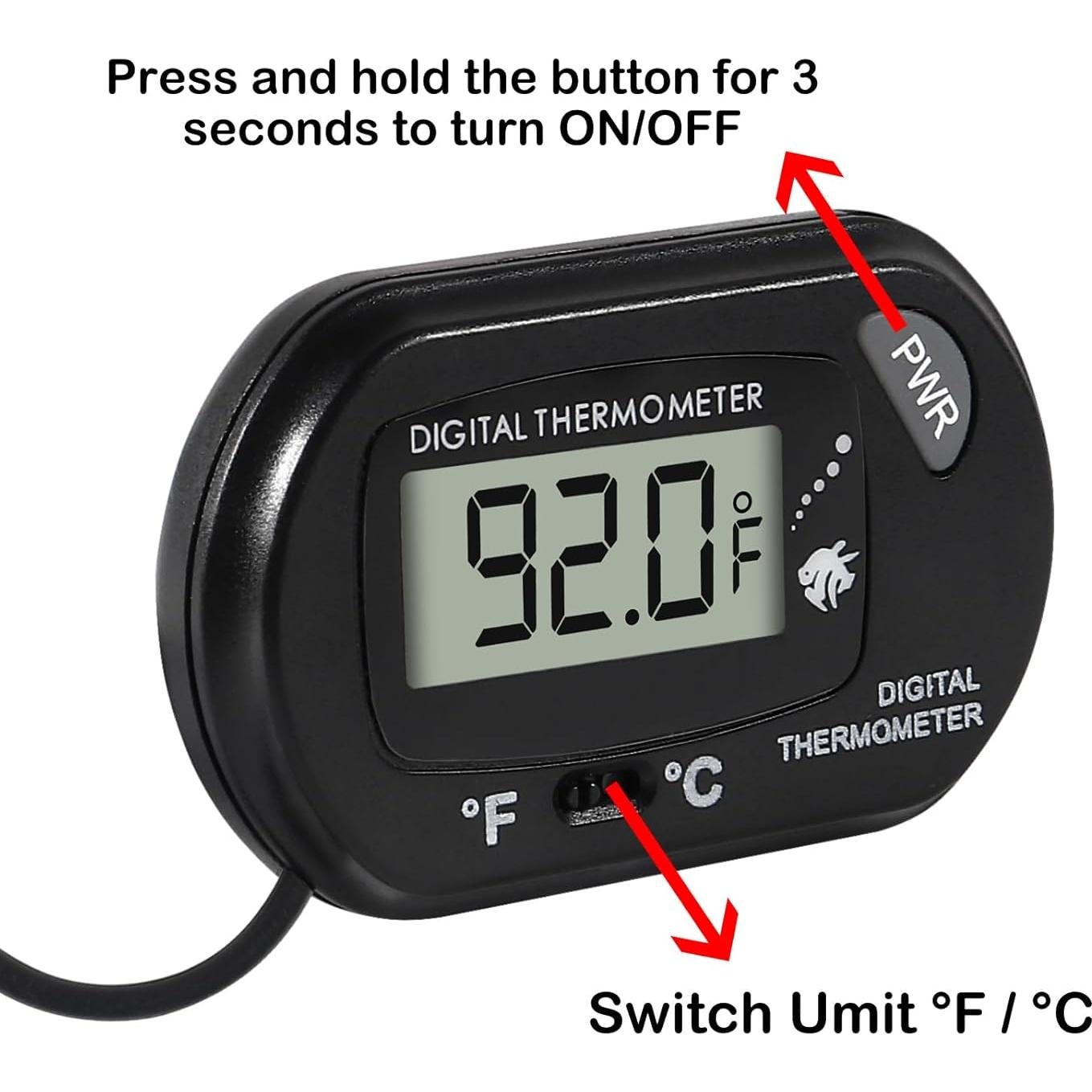 Termómetro Digital de Acuario DORHEA 4Pcs LCD -50°C a +70°C