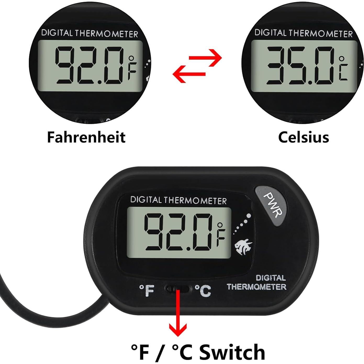 Termómetro Digital de Acuario DORHEA 4Pcs LCD -50°C a +70°C