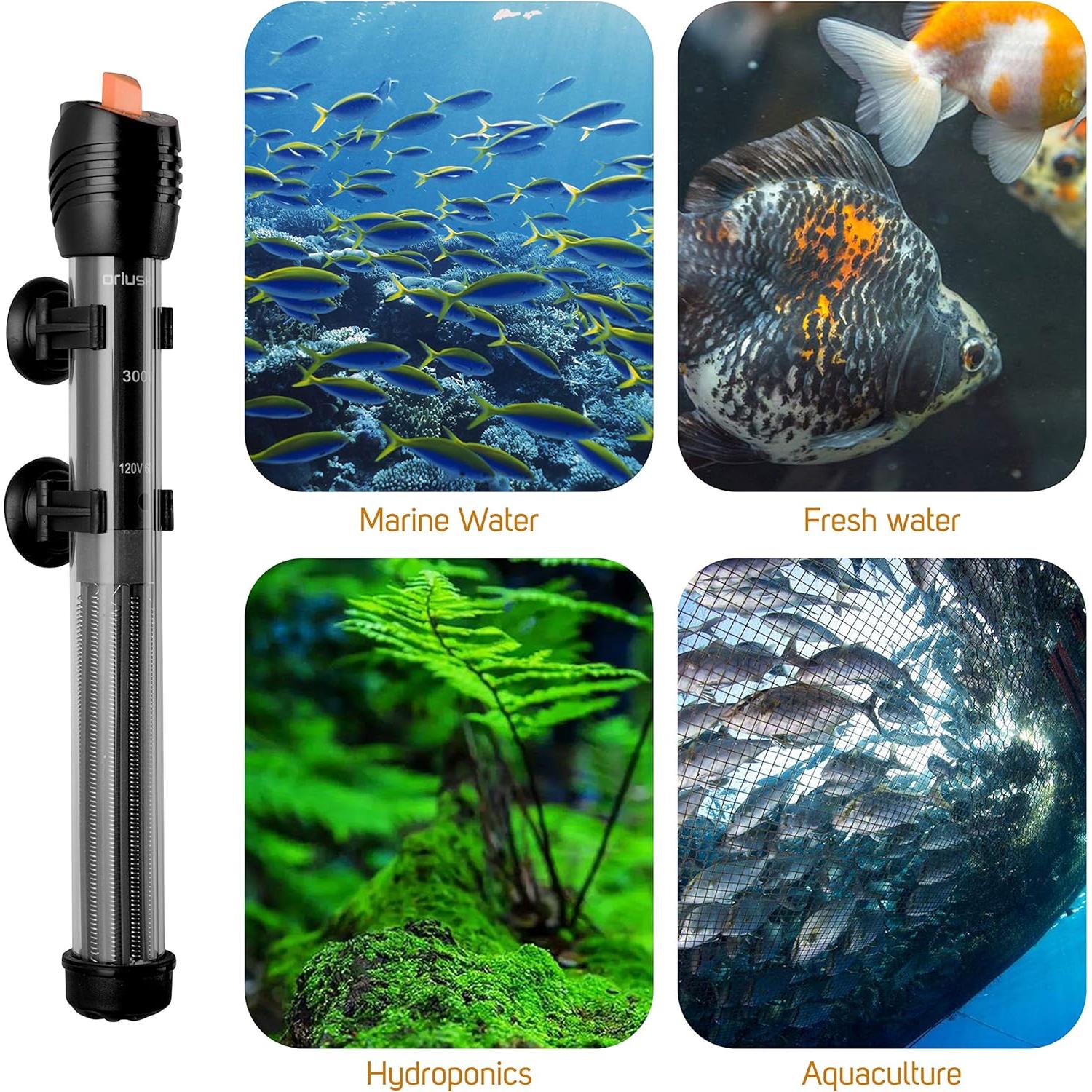 Calentador de Acuario Sumergible Orlushy 300W Ajustable con Termómetro