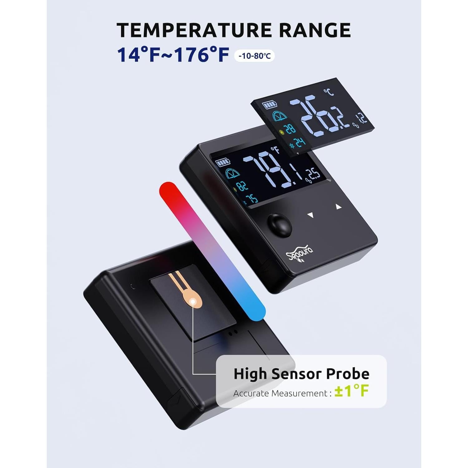 Termómetro Digital para Acuario SEAOURA SR-801 con Sensor de Movimiento