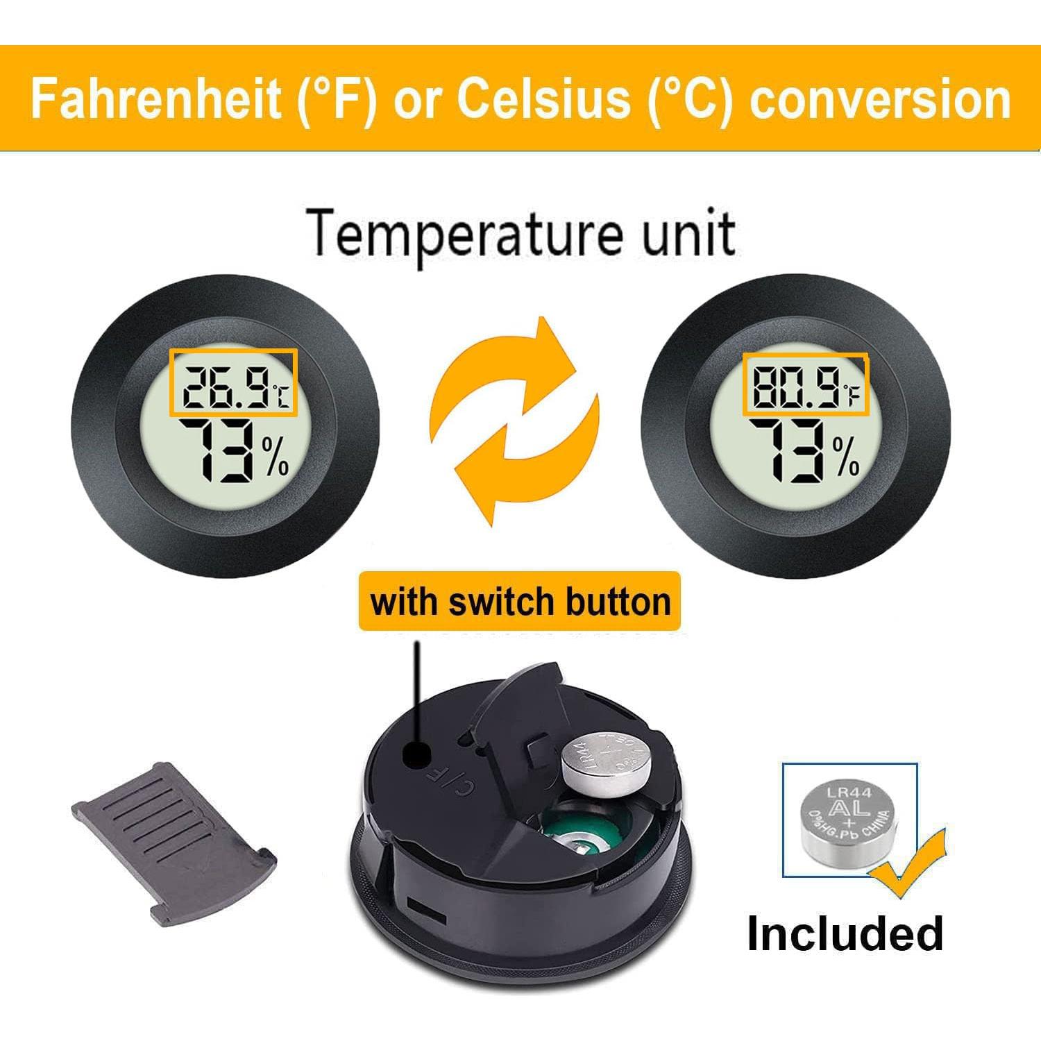 Paquete de 2 Higrómetros Termómetros Digitales JEDEW 45mm